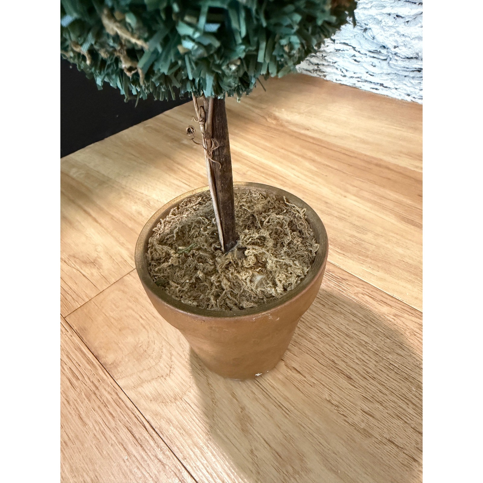 Faux Pine Topiary Tree with Pine Cones in Terracotta Pot Green Rustic Decor 12in
