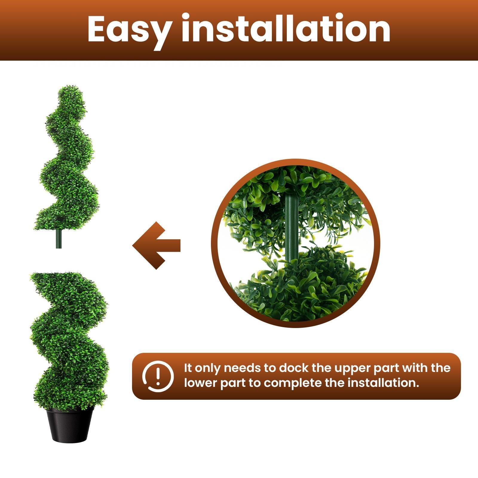 2PCS 3.5FT Artificial Boxwood Spiral Topiary Trees PE Artificial Plants Indoor