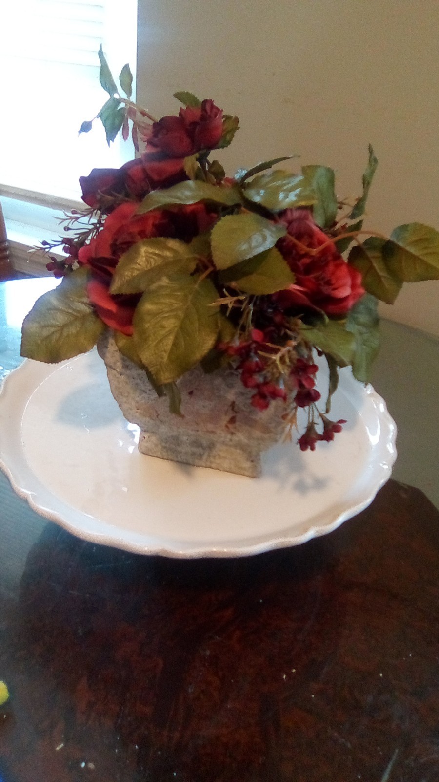 Tuscany rose Planter Made Of Terra Cotta Silk Roses ….. 10 By 8 Inches
