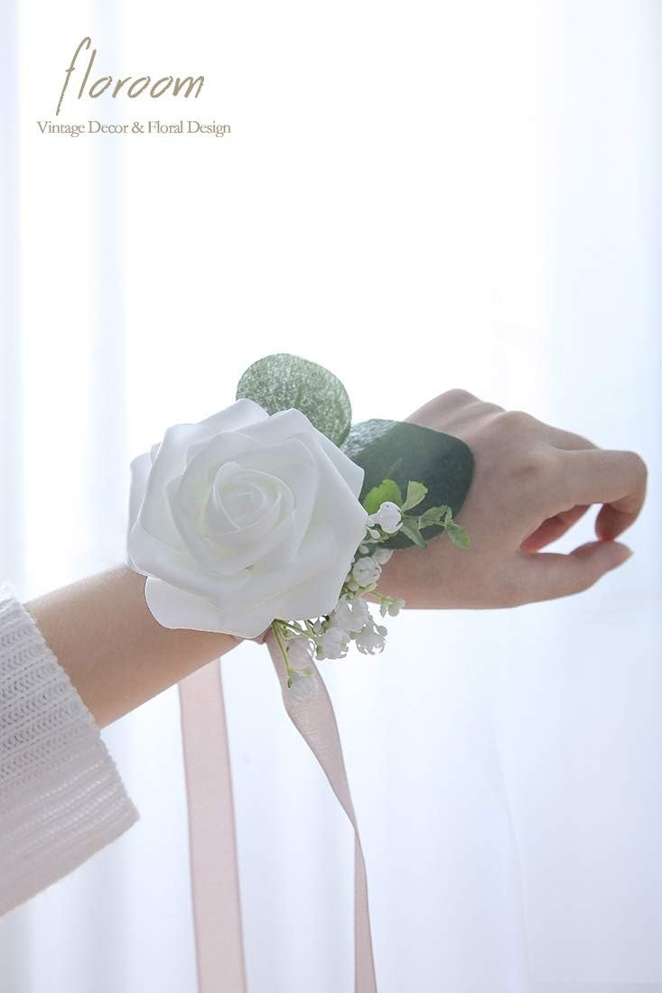 Artificial Flowers 25pcs Real Looking White Foam Fake Roses with Stems for DIY