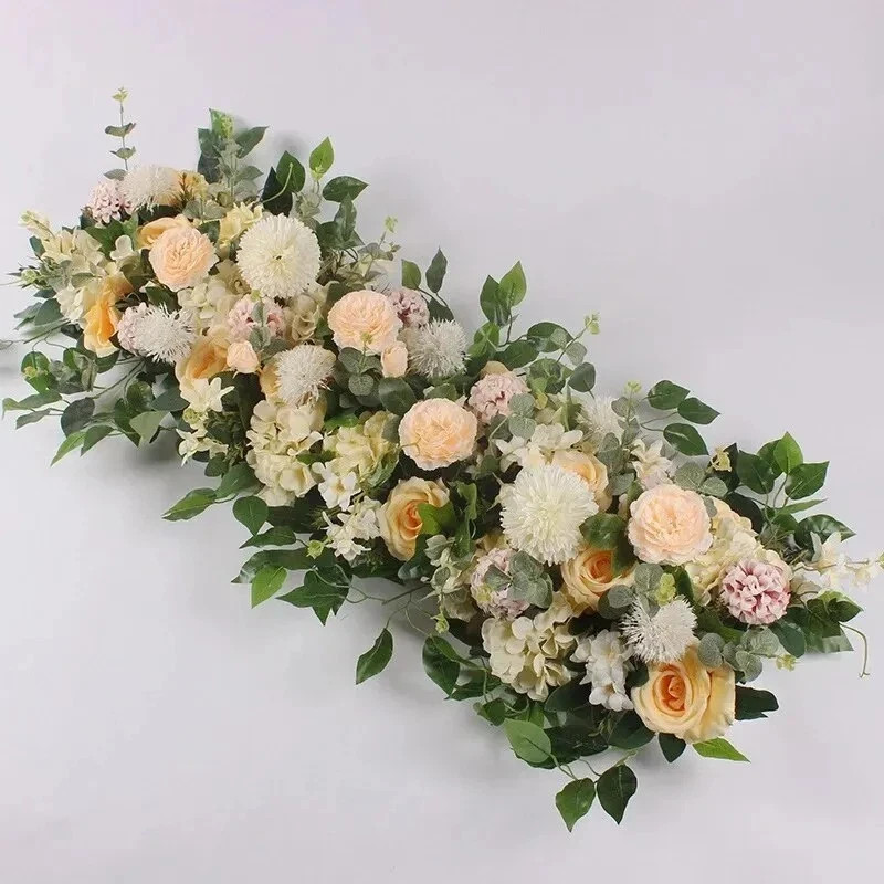 100cm Artificial White Rose Flower Row Table Centerpiece Flowers – Wedding Decor