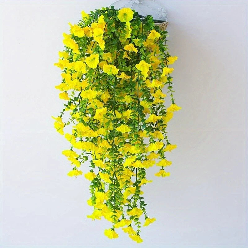 Artificial Morning Glory Vines UV Resistant Hanging Flowers Outdoor Decor