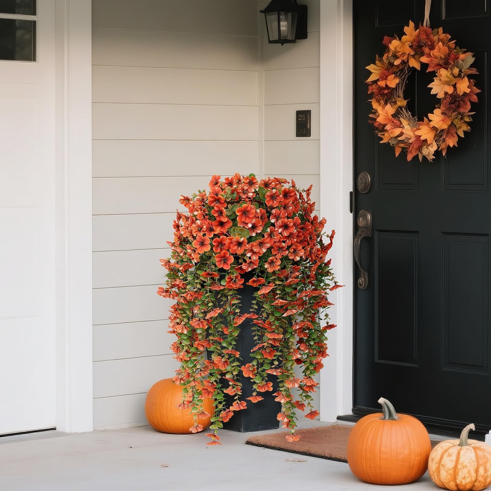 29″ Artificial Hanging Flowers Potted Plants – 2 Set for Outdoor Fall Decorat…