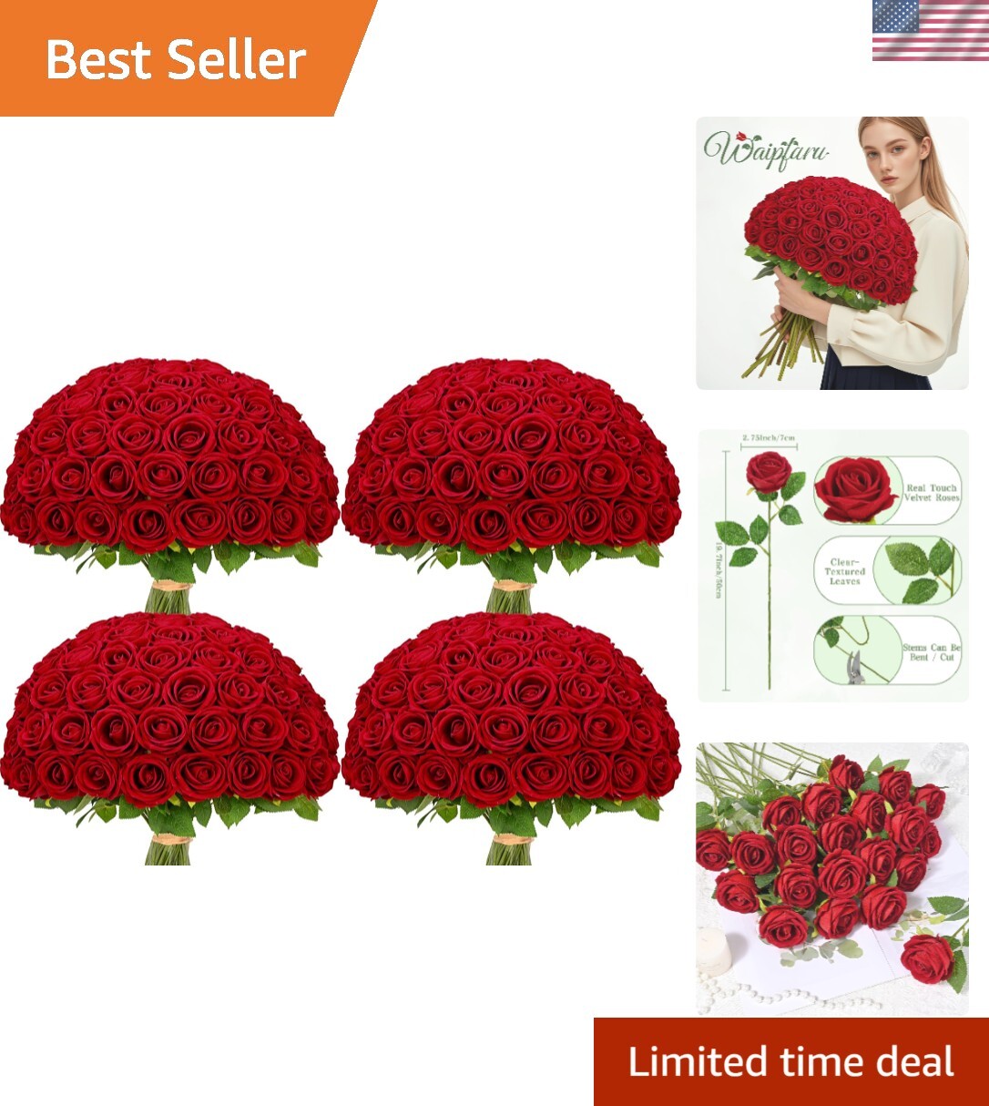 100-Pc Red Velvet Roses with Wrapping Paper – Perfect for Every Occasion