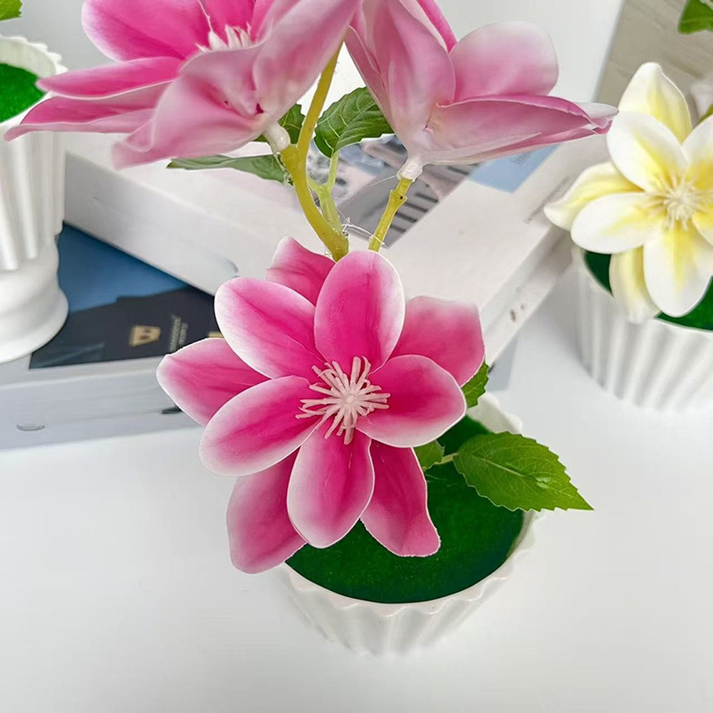 Artificial Magnolia Flowers 23cm for Cake Cup Decoration White Pink Purple