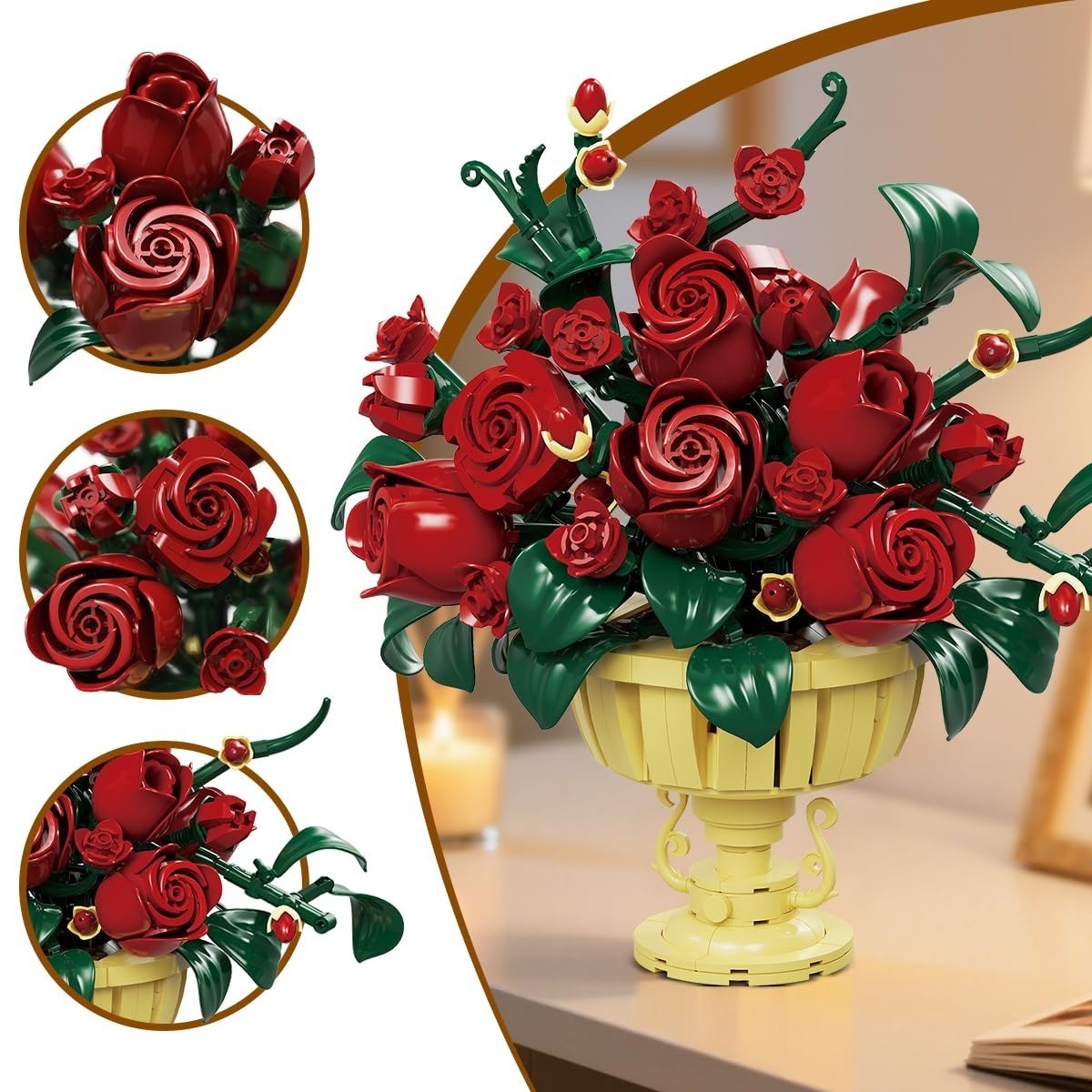 PLAXSOON Rose Flower Building Set for Adults | Bonsai Plant Kit