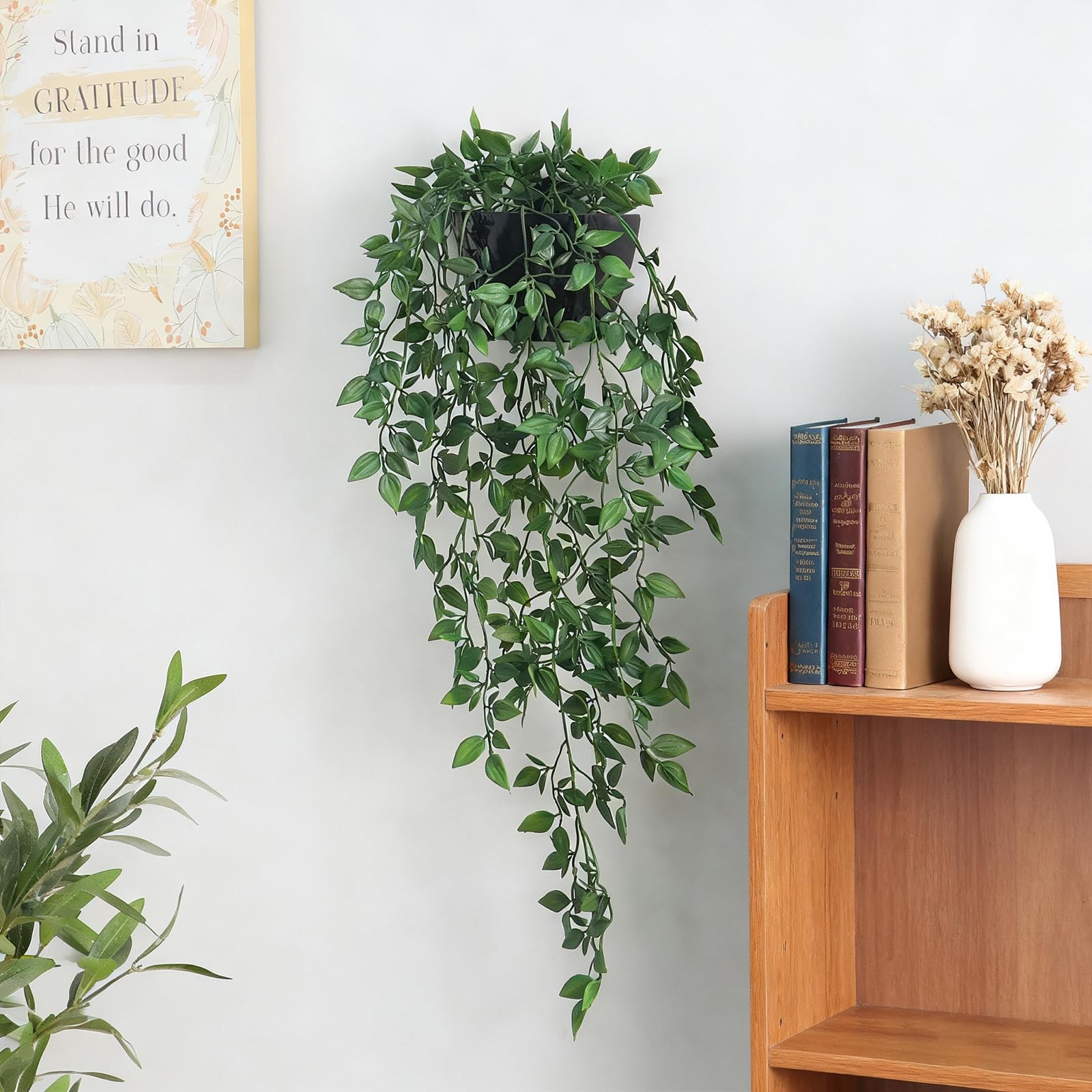 Artificial Hanging Plants 2 Pack, Fake Mandala Vine Greenery with Wall Plante…