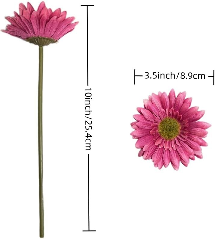 Charming 10PCS Artificial Gerbera Daisy Flowers in Hot Pink for All Occasions