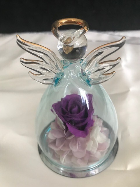 Beautiful Angel Purple Rose Figurine by ANLUNOB. The Only Eternal Rose.