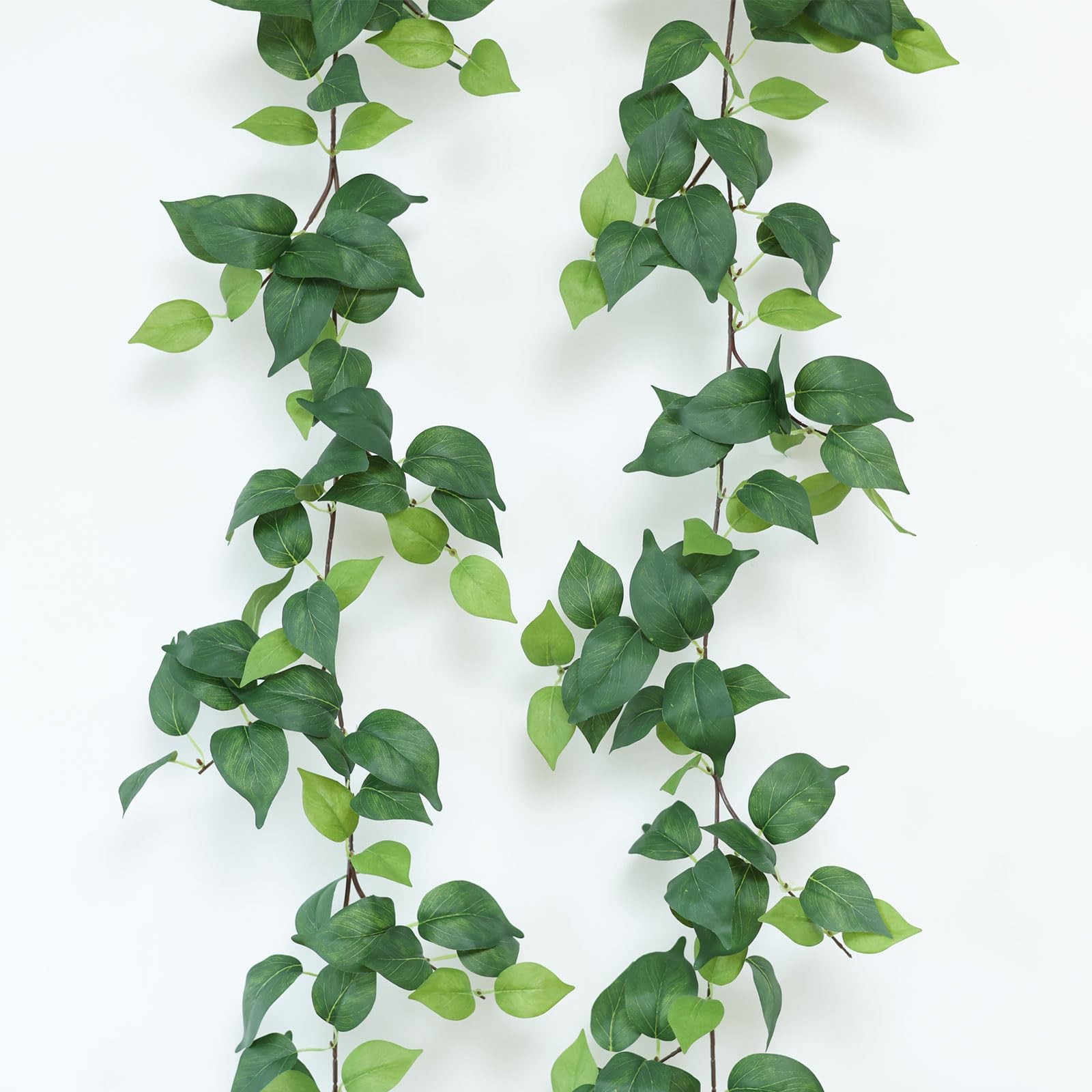 2 Strands Artificial Scindaps Vines Garland 73″ Fake Vine with Silk Green Lea…