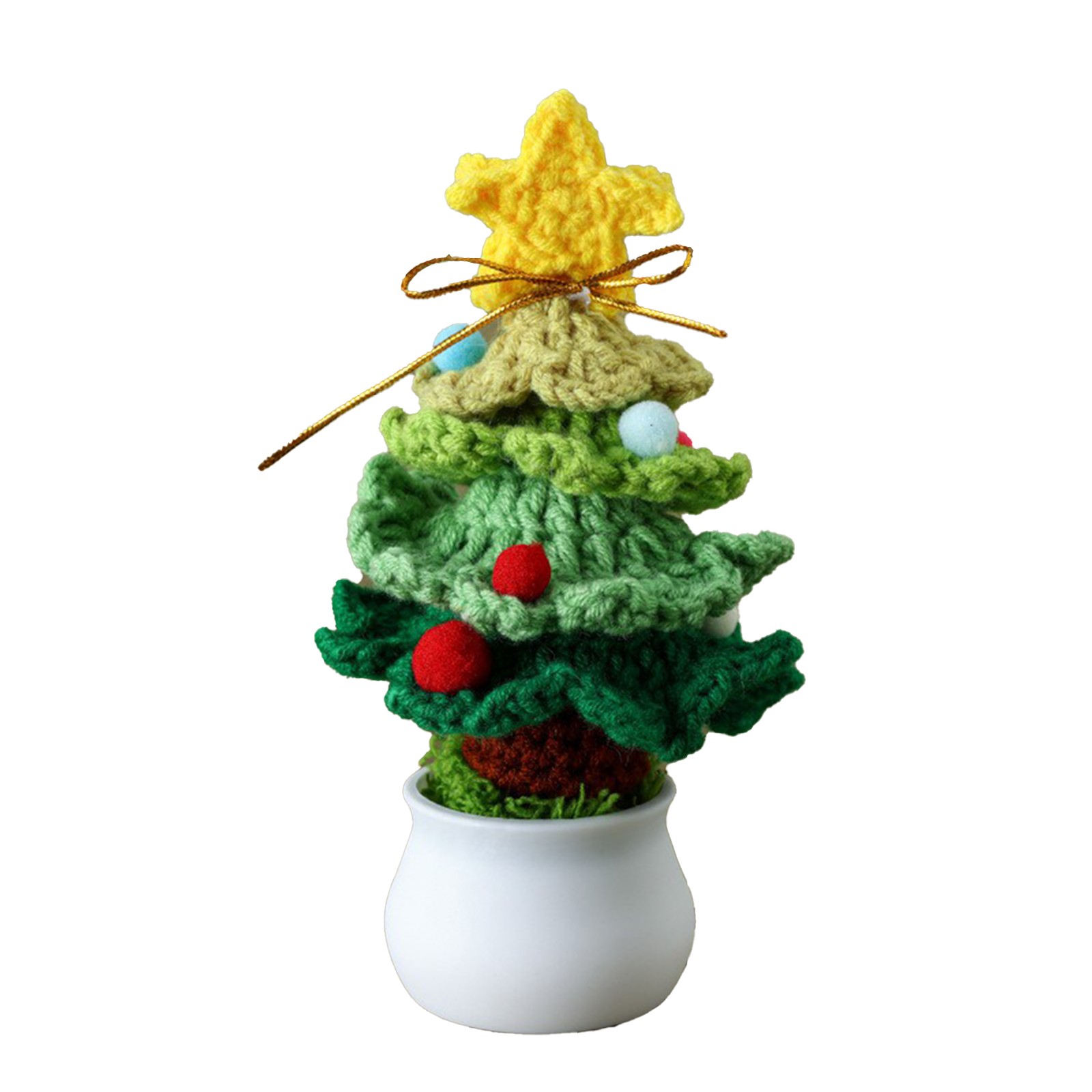 ↑Knitted Mini Xmas Tree Simulation Crochet Xmas Tree Bonsai Ornament For Mall