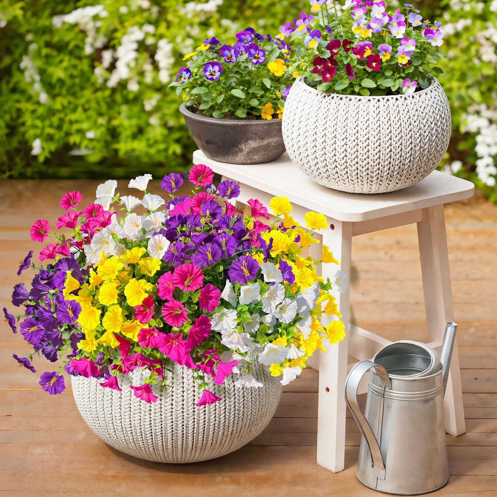 18 Bundles Artificial Faux Flowers Plants for Outdoors Decor-4 Colors