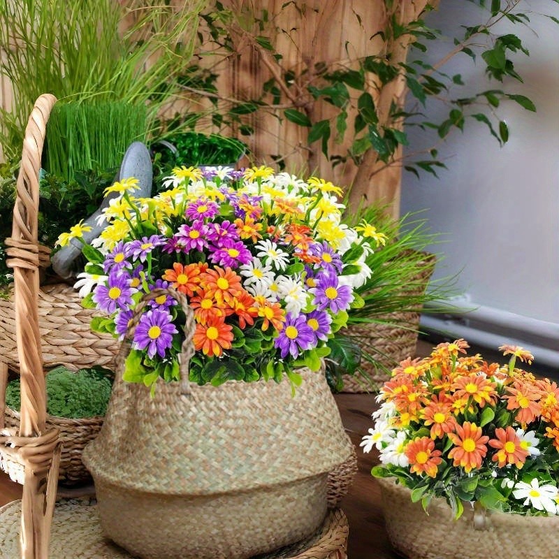 5Pcs/10Pcs Artificial Daisy Bouquet Fake Chamomile Flowers Indoor Outdoor Decor