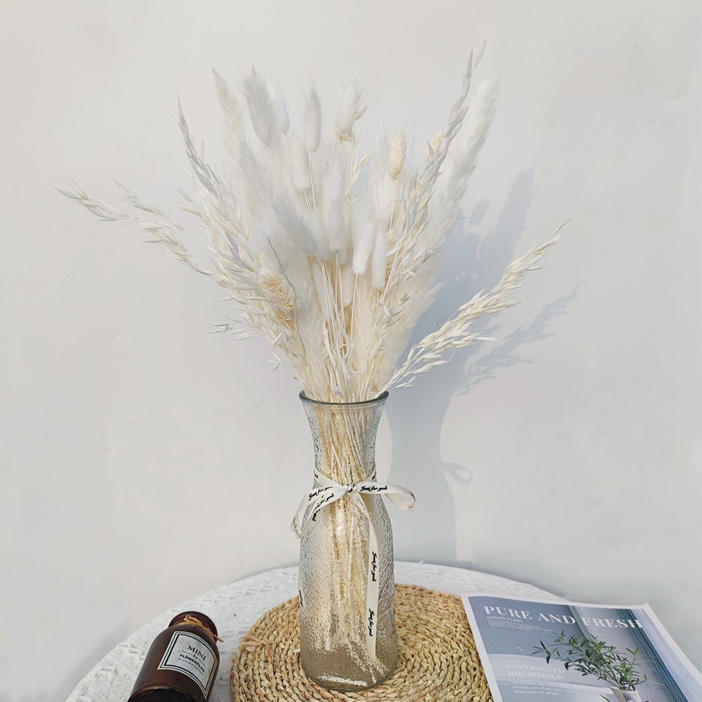 75 Pcs Dried White Pampas Grass 17″ Decor for DIY Flower Arrangements #20
