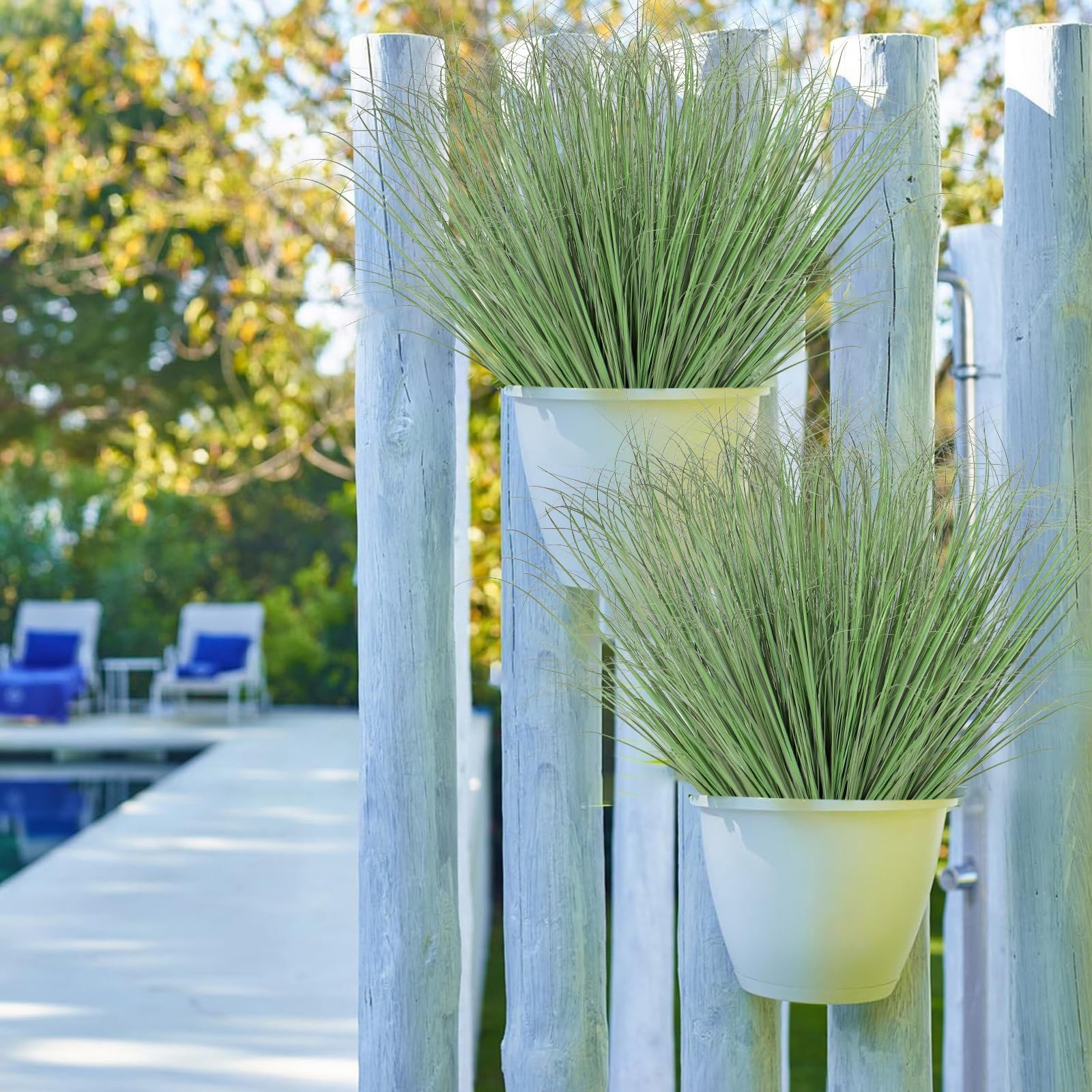 Artificial Grass Plants Outdoor 20 Bundles Fake Wheat Grass UV Resistant Faux…