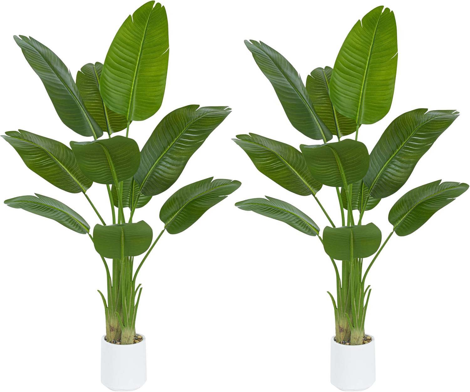 2 Pack 5FT Artificial Bird of Paradise Plant in White Pot for Home Decor