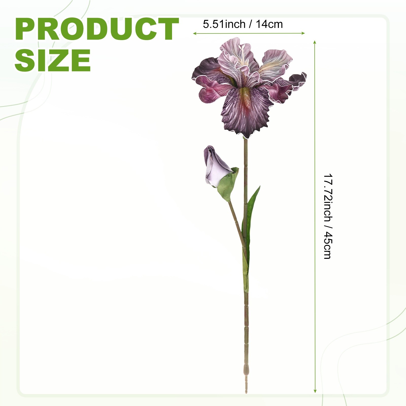 1-Pack Artificial Iris Flowers with Flower Bud 17.7 Inch for Home [WHite Brown]