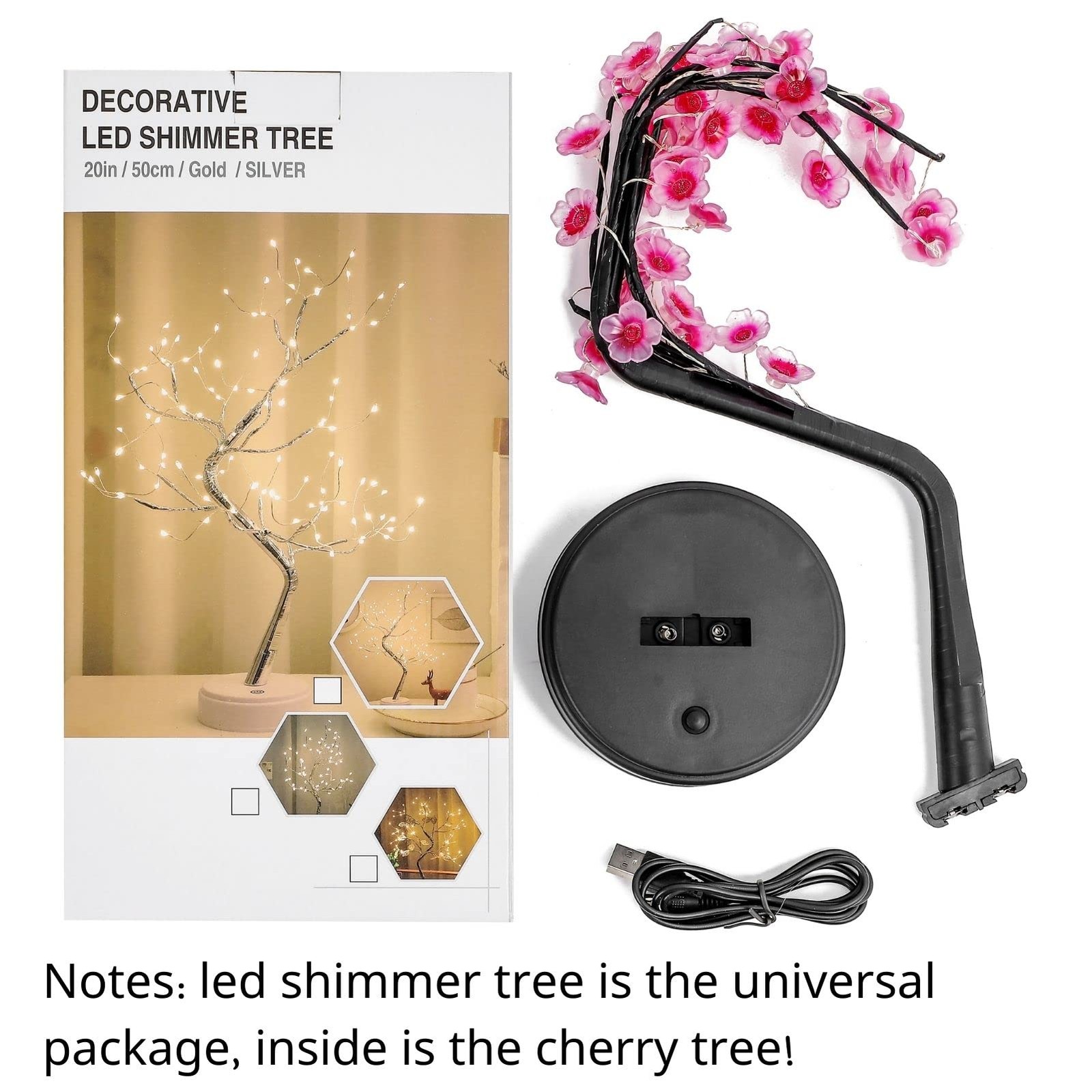 Cherry Blossom Tree Lamp, 18inch 36 Bonsai Tree Lights, Battery/USB Operated …