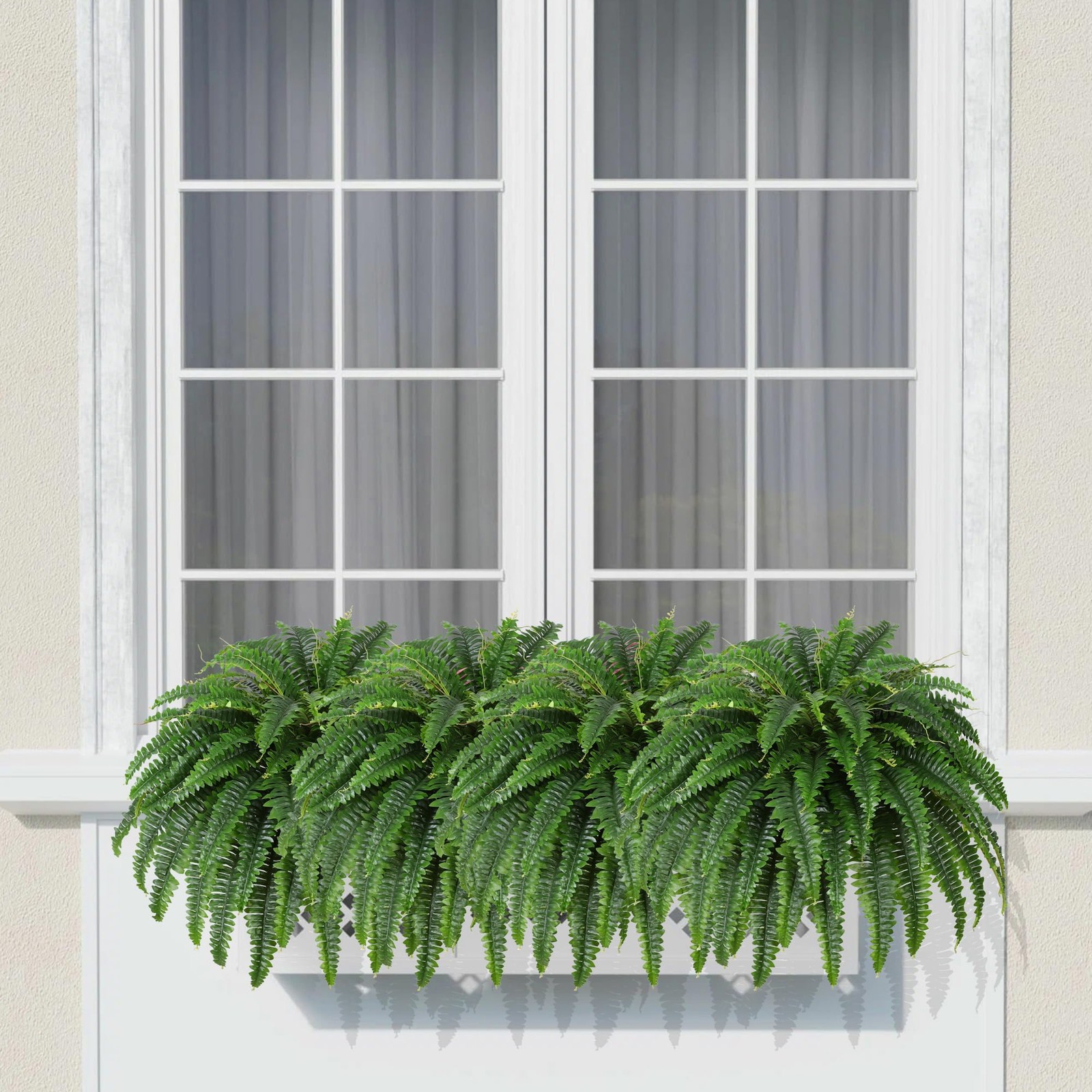 Single Silky Artificial Boston Fern Bush, 43Inch Large Artificial Ferns for O…