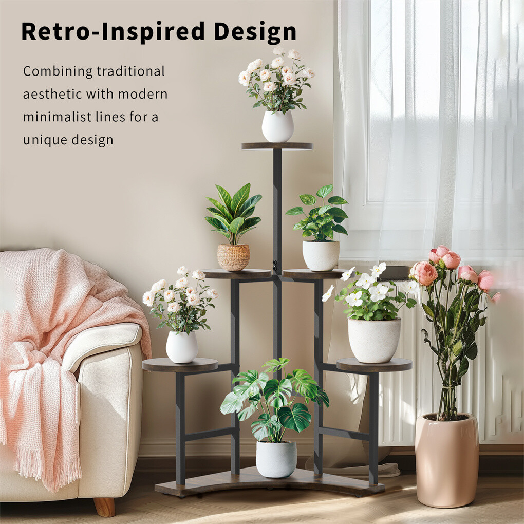 6 Tiers Triangle Corner Plant Stand Flower Pots Holder Rack Indoor Outdoor Patio