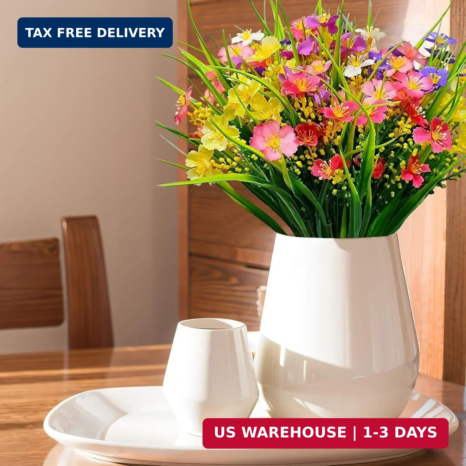 12 Bundles Artificial Flowers for Outdoor: UV Resistant Faux Silk Wildflowers…