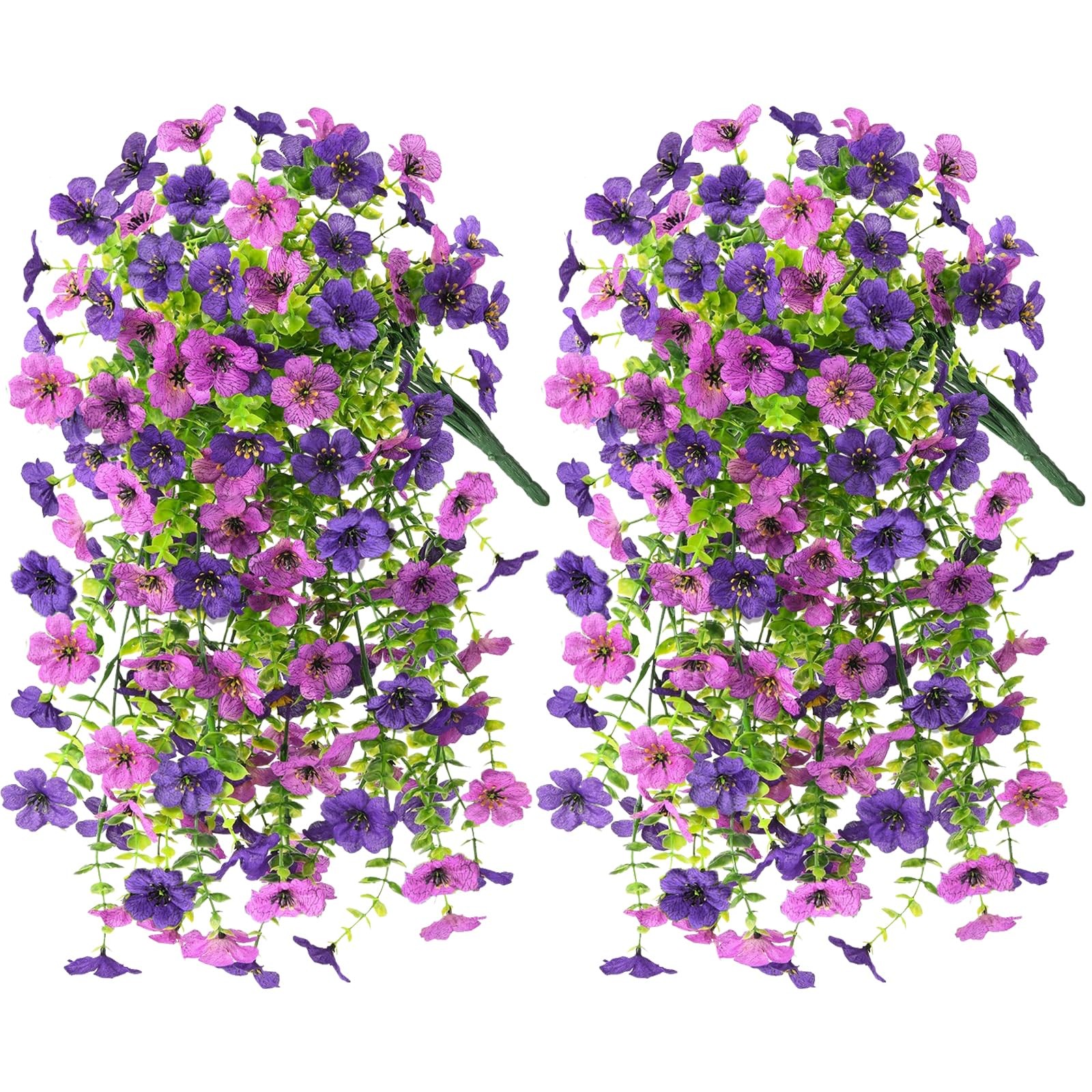 2Pcs Artificial Fake Hanging Flowers for Outdoors UV Resistant Artificial Pla…