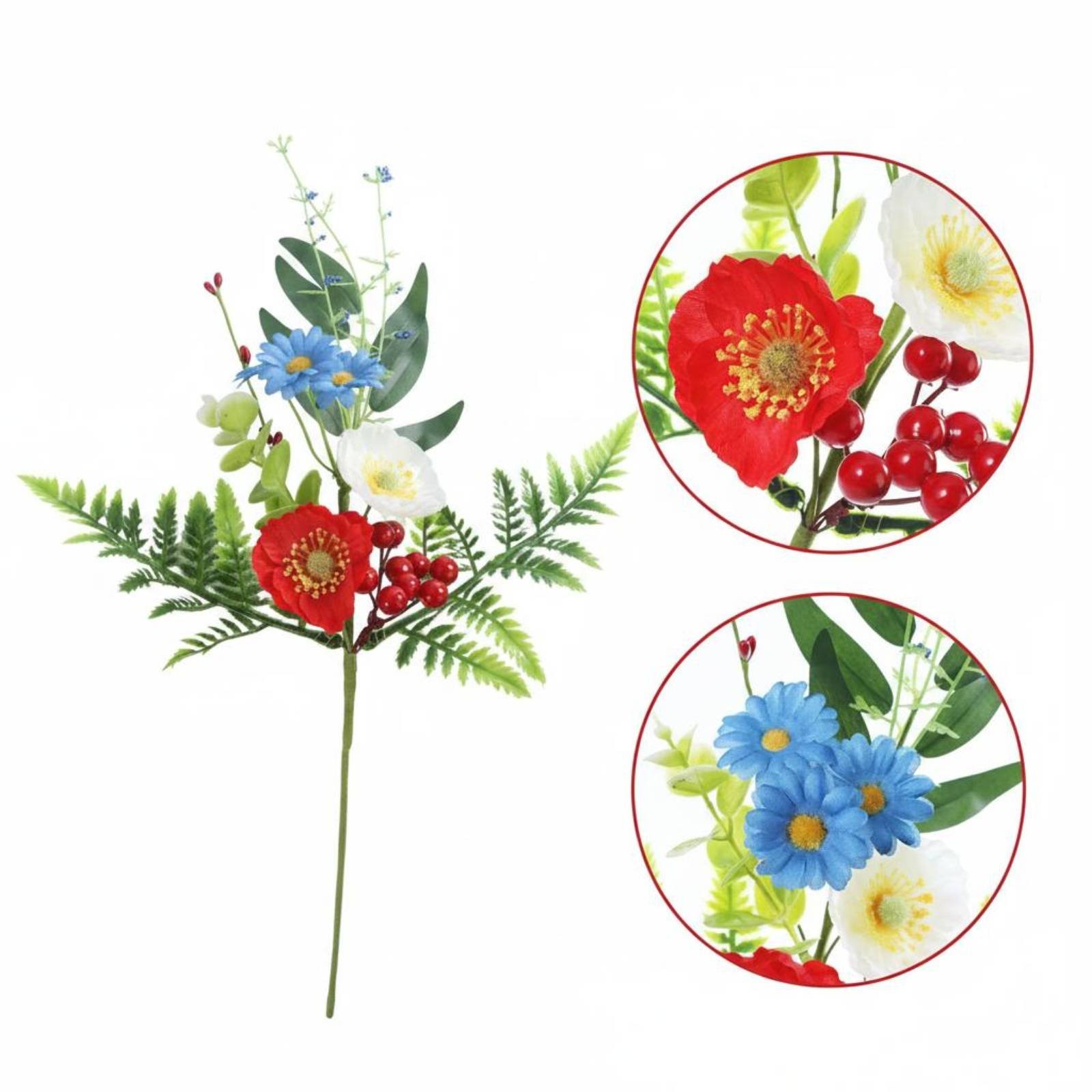 Patriotic Floral Sprig Reusable Independence Day Centerpiece Arrangement