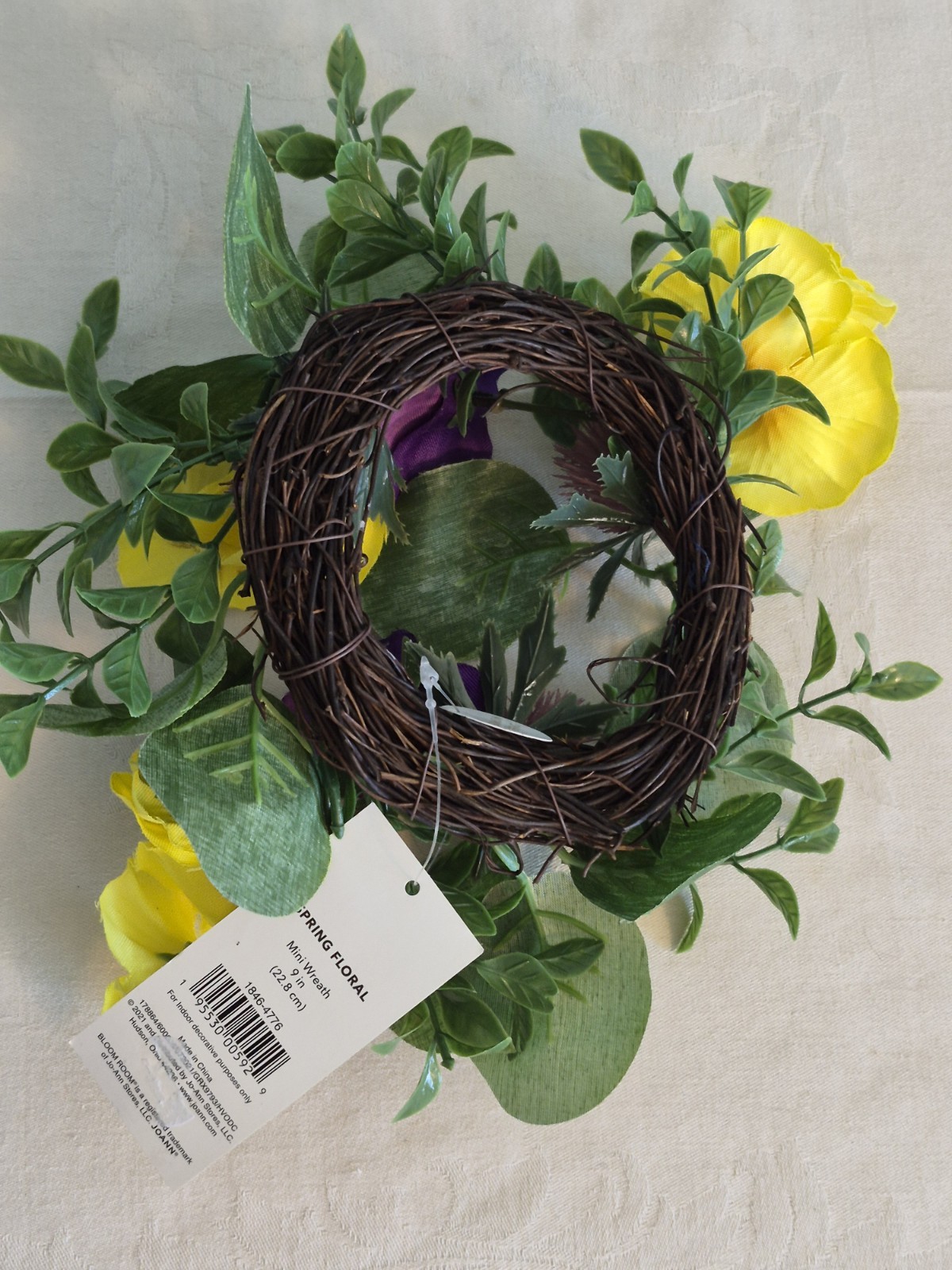 Bloom Room Floral Wreath Yellow Pansies Centerpiece Decoration