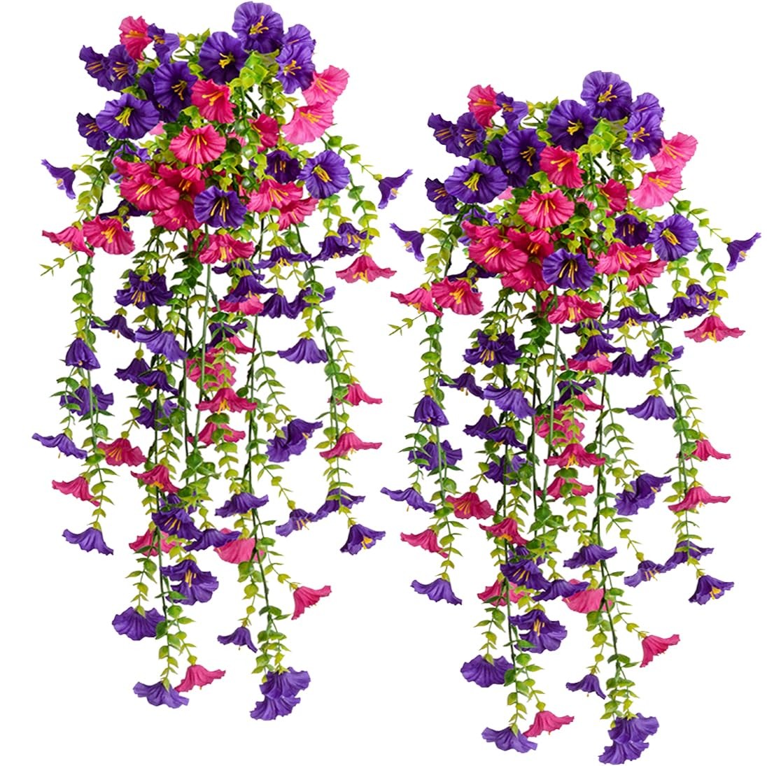 Artificial Fake Hanging Flowers Plants 2Pack Faux Silk Daisy with Eucalyptus Lea