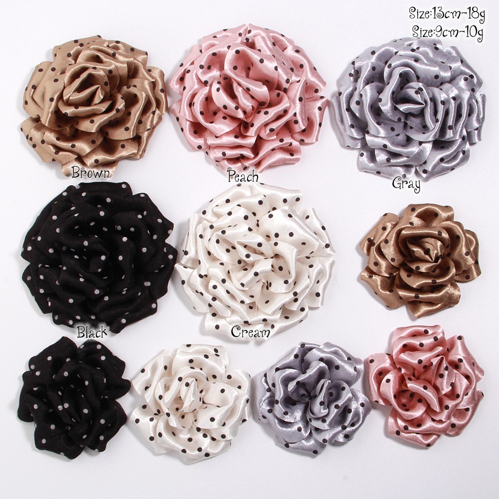 9cm New Three-dimensional Rose Flower polka dot rose headwear accessories