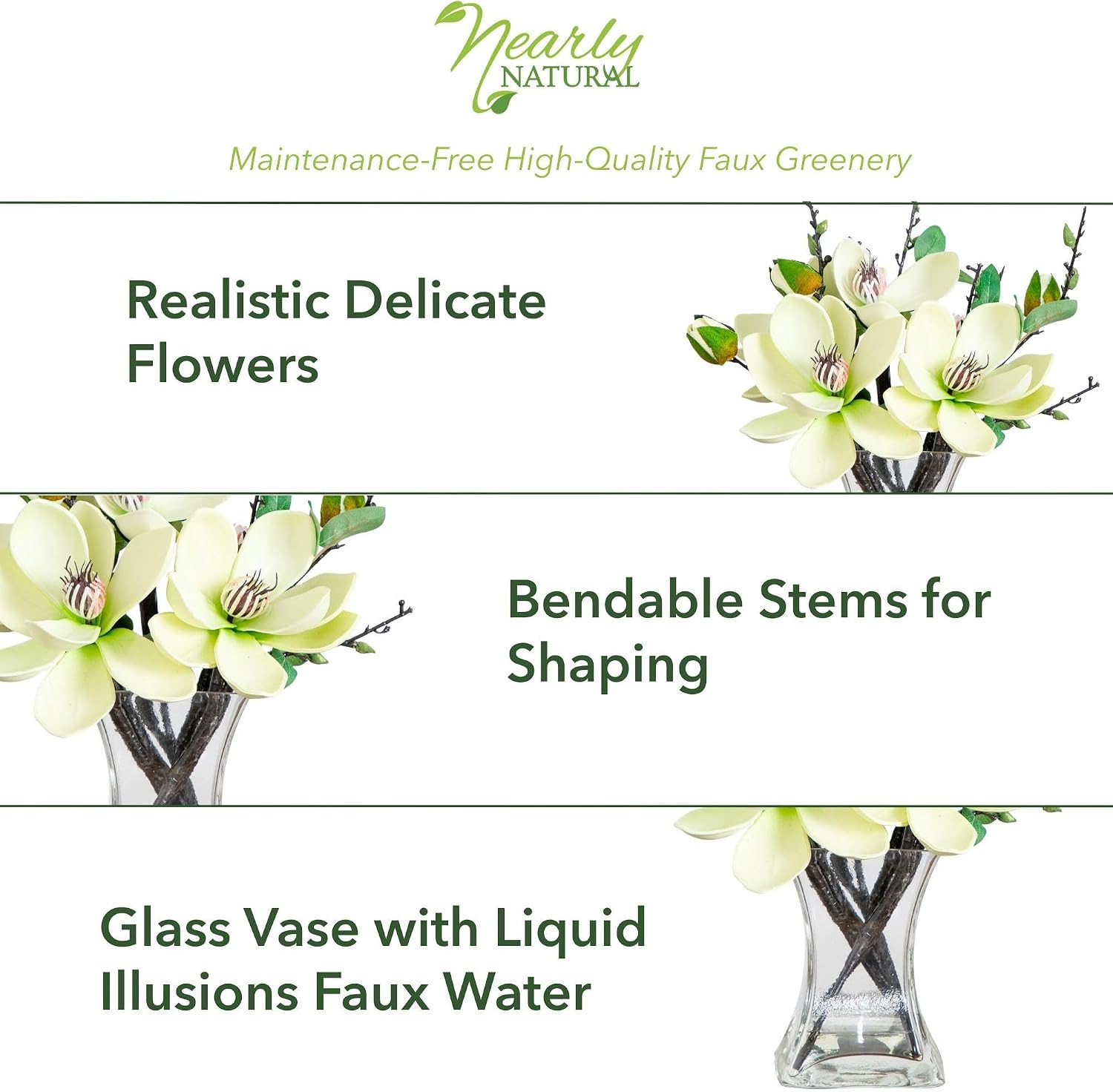 Elegant White Magnolia Arrangement with Vase – 4534-WH