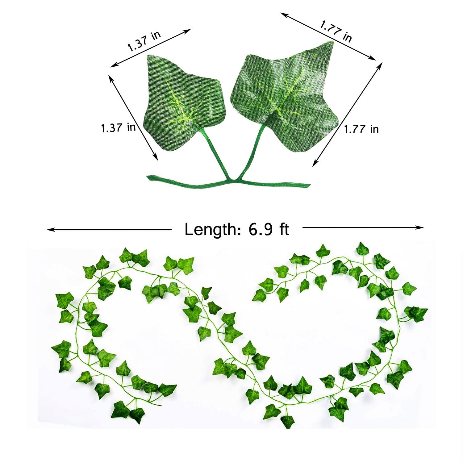Ivy Garland 6.9 Feet Long Artificial Vine Plant Leaves Silk Greenery Chain We…
