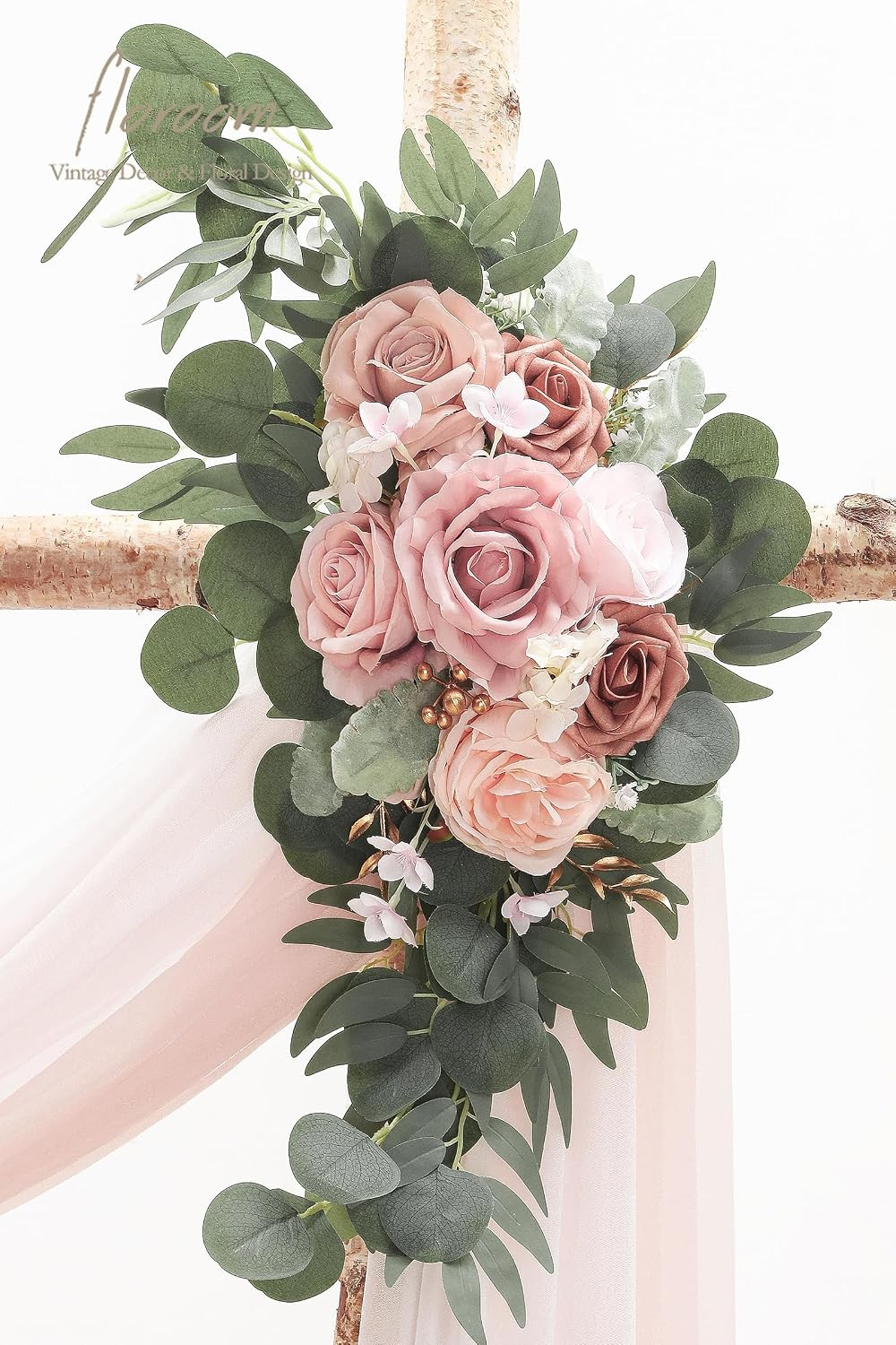Artificial Flower Arch Drapes Kit Wedding Backdrop Decoration Blush Rose Swag