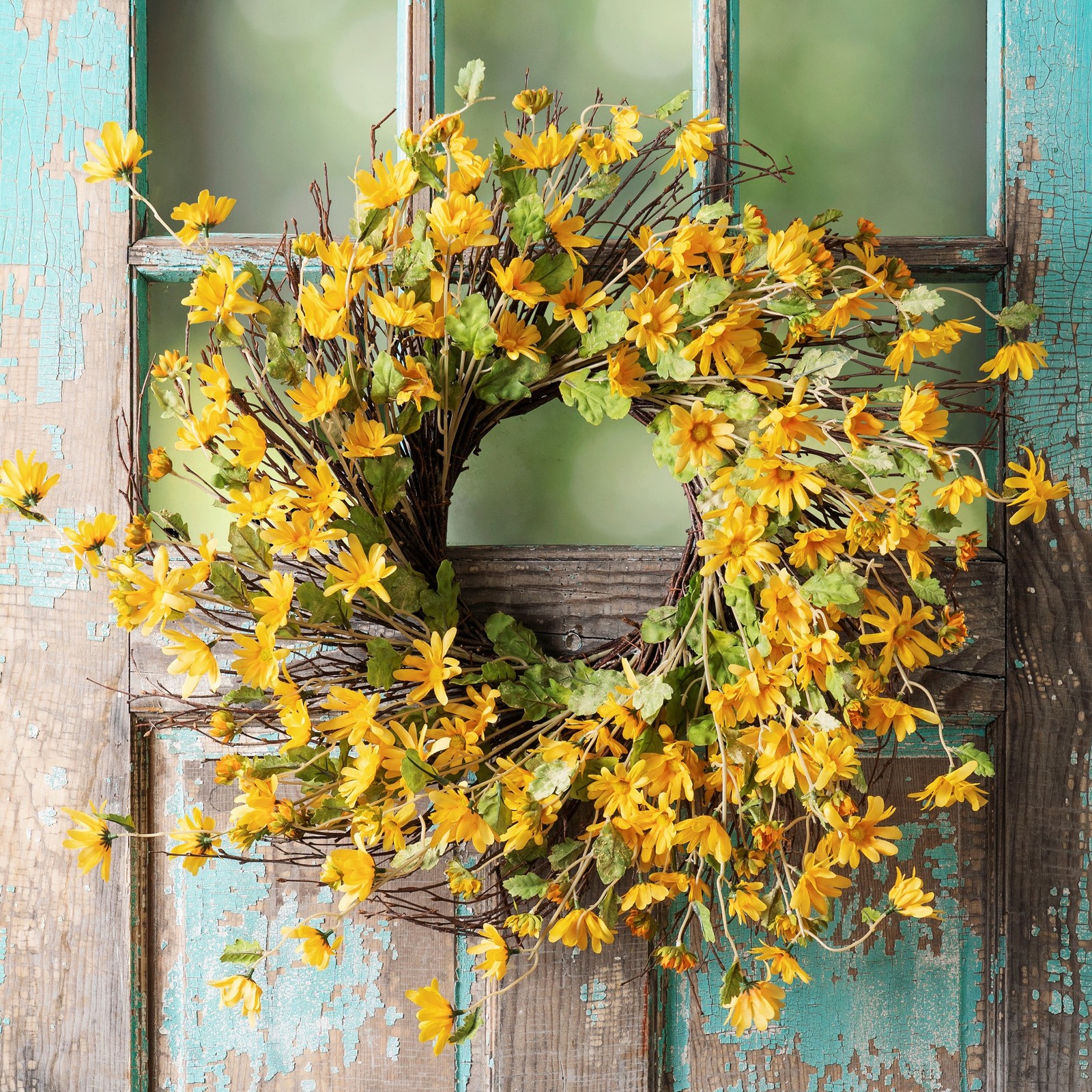 Yellow Daisy Floral Wreath 23″D