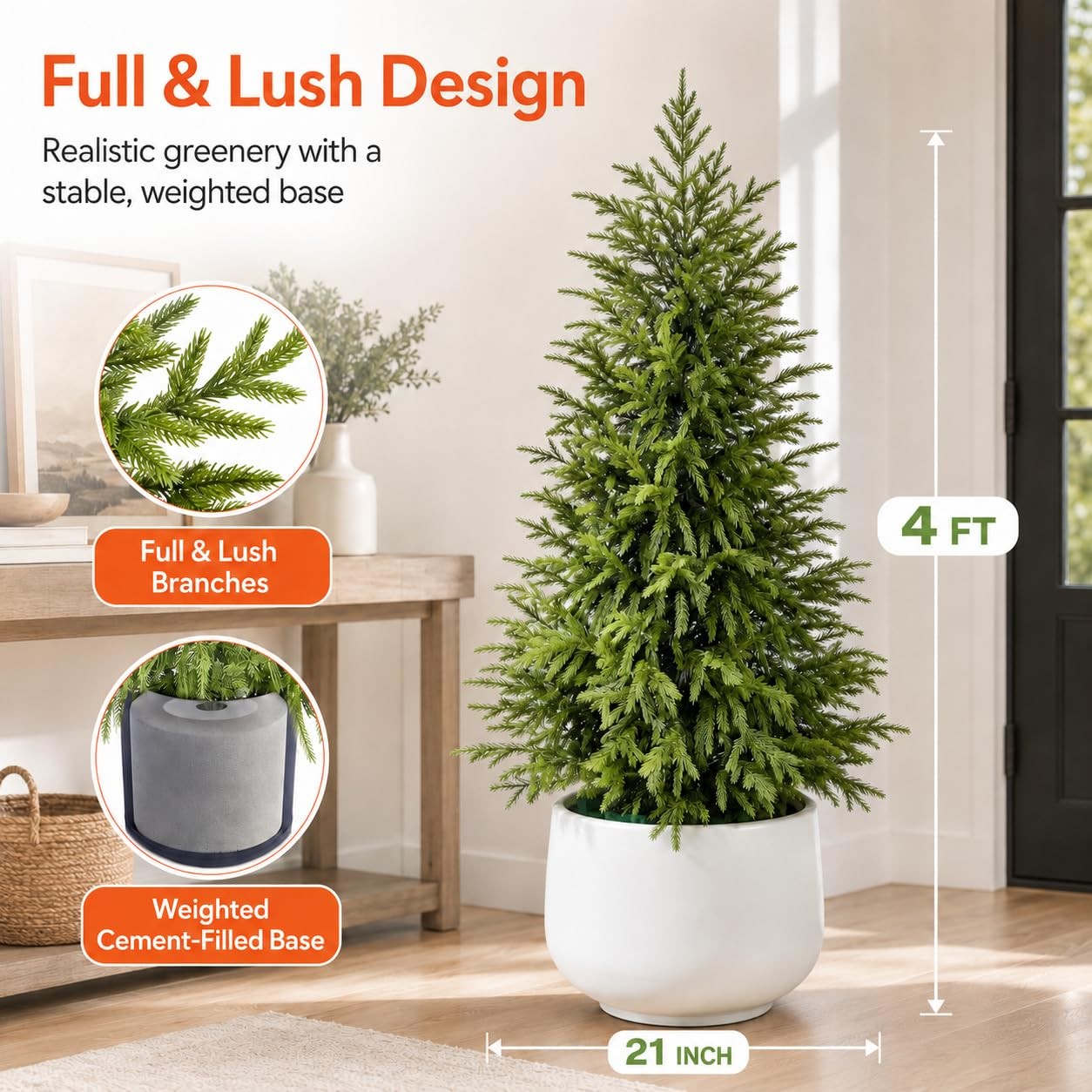 4FT Lighted Artificial Norfolk Pine Tree Outdoor with Lights｜Artificial Topia…