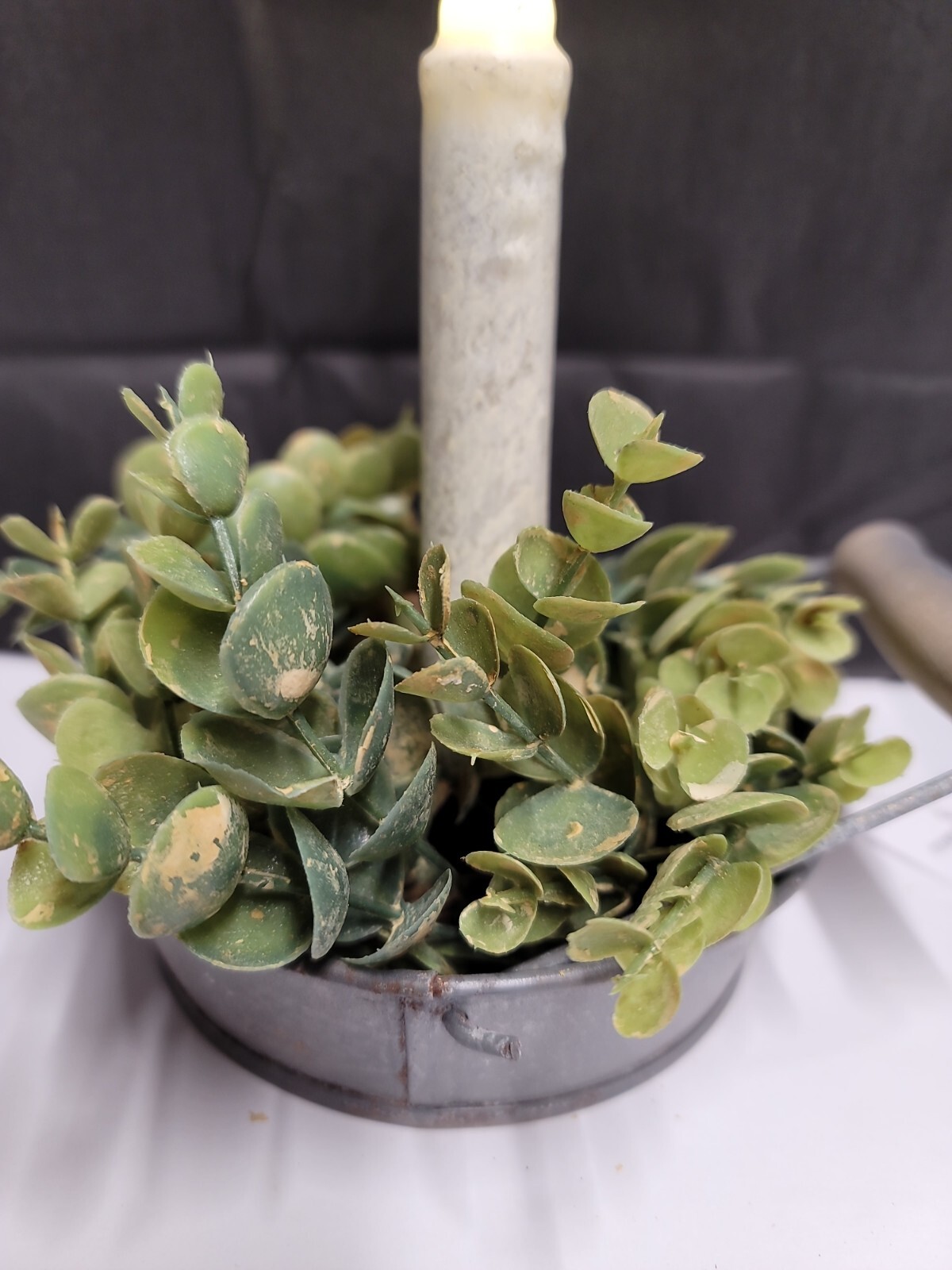 Succulent Leaf-Greenery Candle Ring-Artificial Plastic-1.5″ inner-Ring 7″ Wide