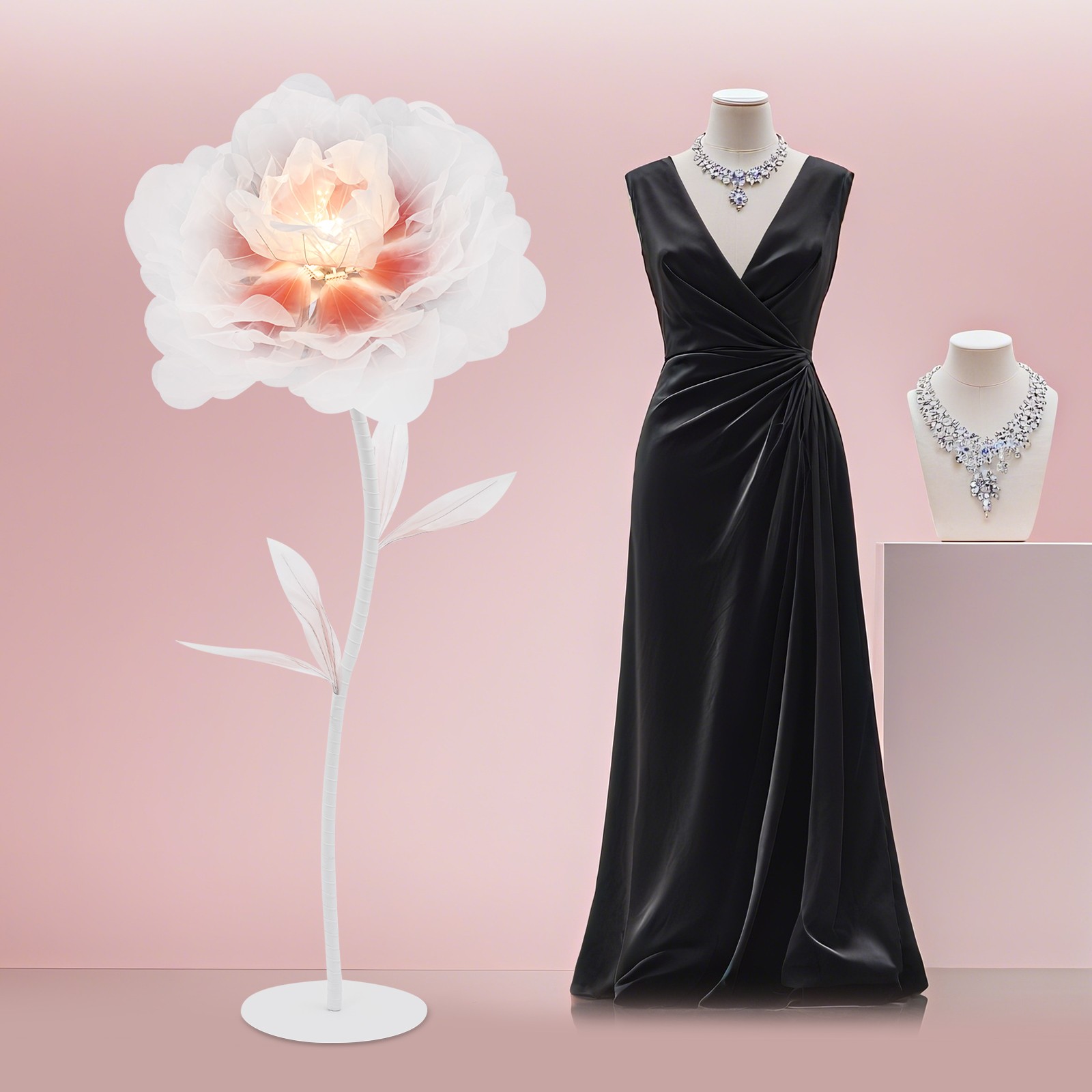 Flower Decoration W/ Light Large Electric Auto-Open Artificial Flower for Party