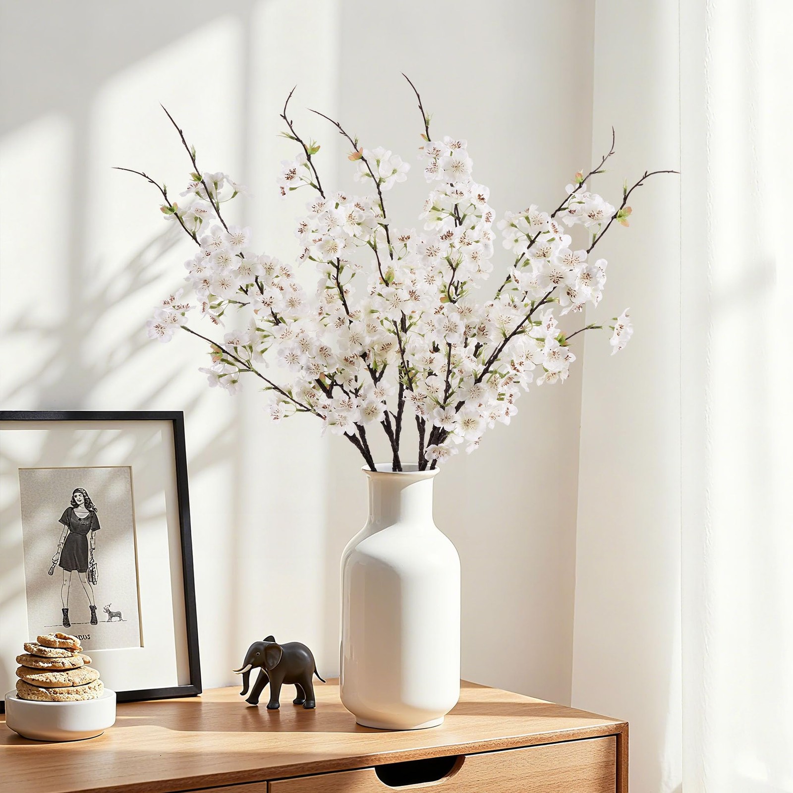 ENALGRE Artificial Cherry Blossom Branches 27.6In Silk Cherry Blossom Branche…