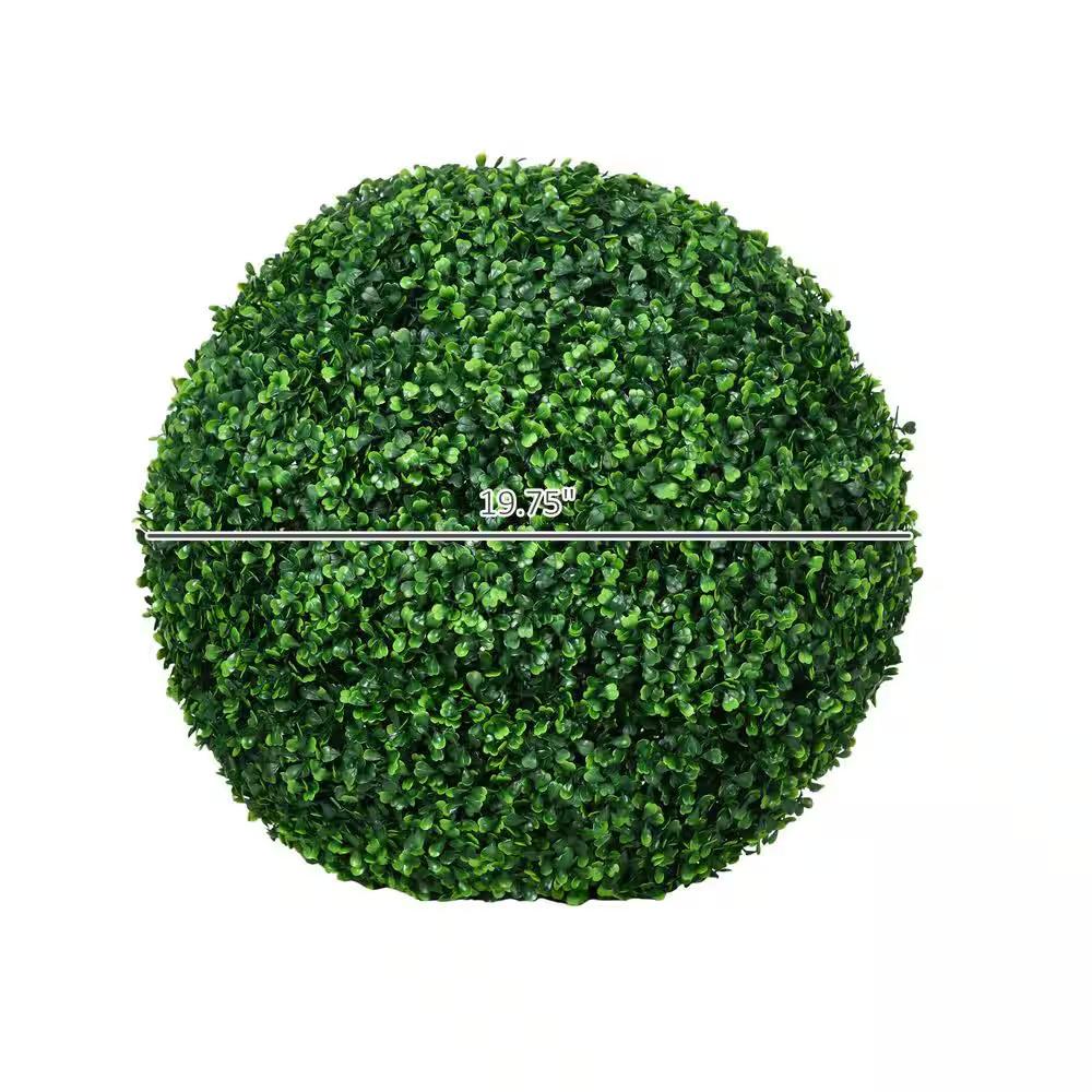 2 Ft. Artificial Ball Boxwood Topiary Trees Balls 2-Pack, Indoor Outdoor Fake Pl