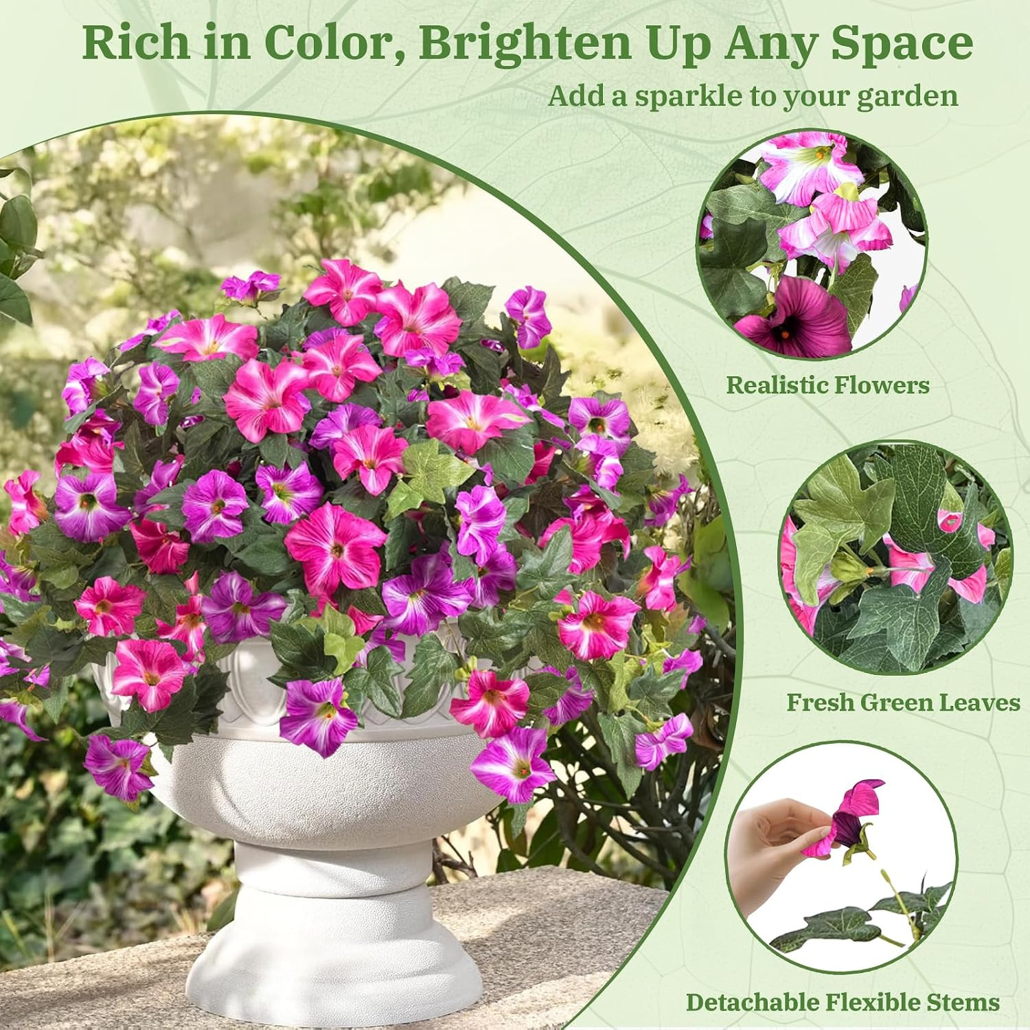 UV Resistant Faux Petunias – 4PCS Outdoor Silk Flowers for Garden & Porch Decor