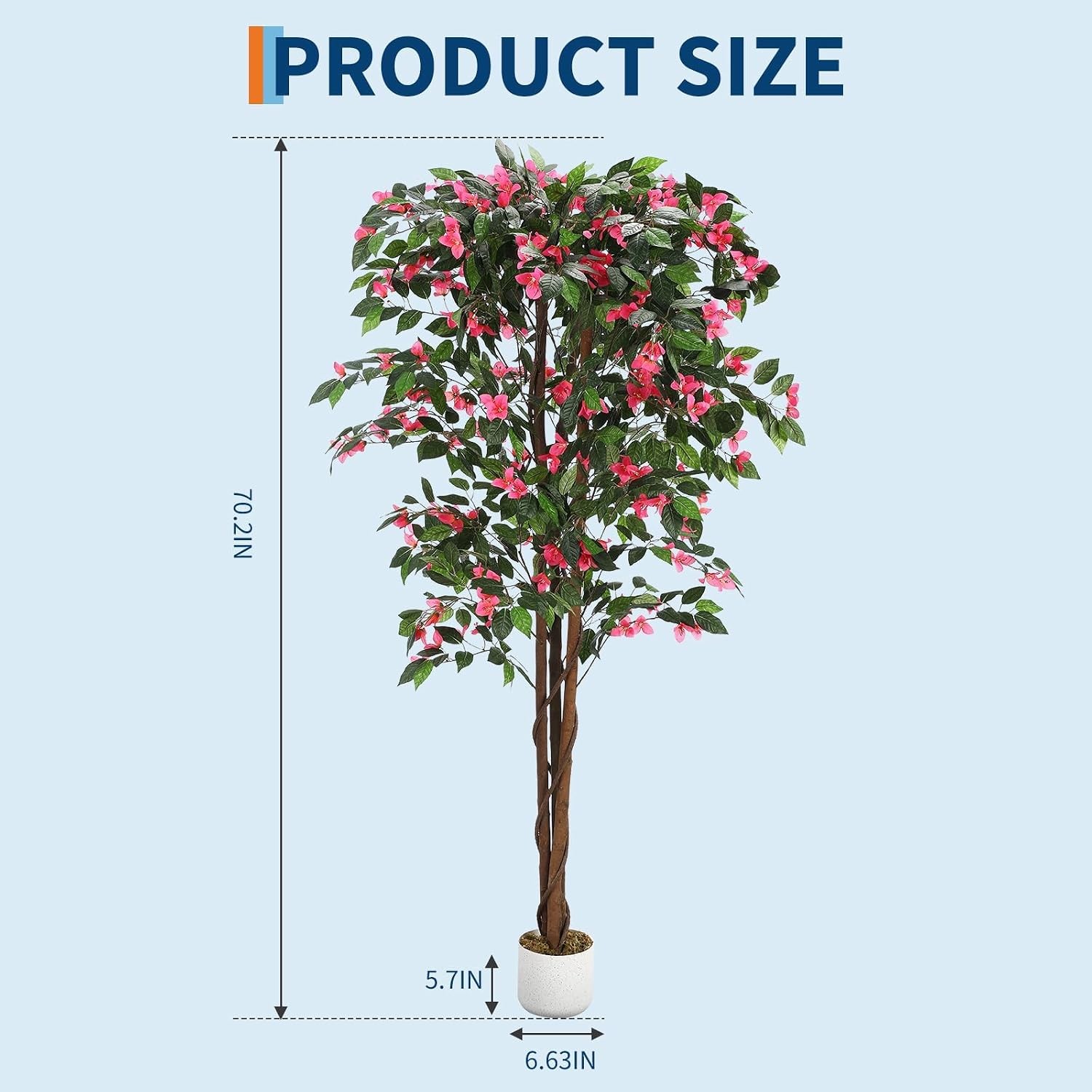 5.2FT Artificial Bougainvillea Tree in Pot, Premium Polyester Faux Plant, Tall