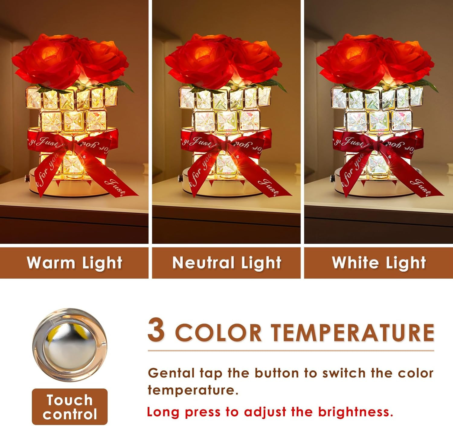 Rose Flower Table Lamp Gifts: for Women/Mother’S Day/Mom/Grandma/Sister/Girlfrie