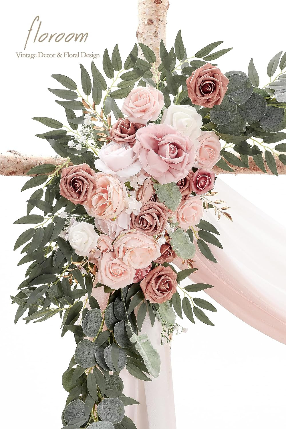 Artificial Flower Arch Drapes Kit Wedding Backdrop Decoration Blush Rose Swag