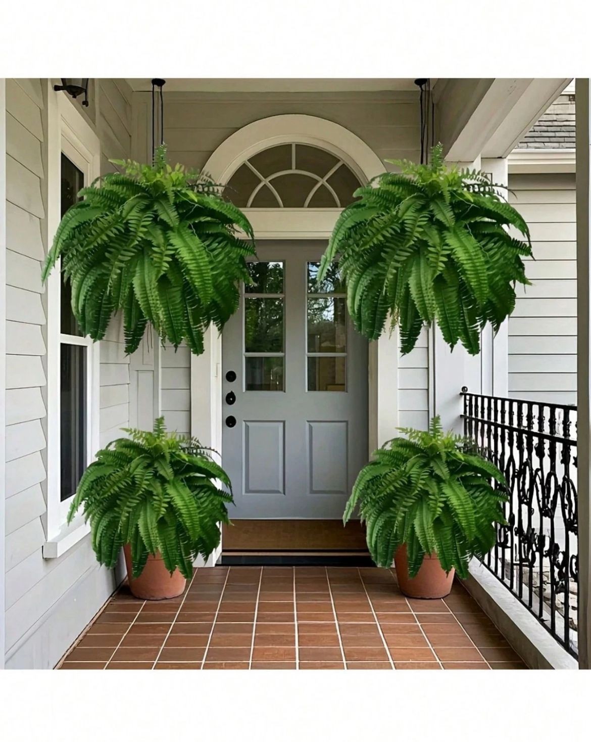 2 Pack Artificial Large Boston Fern Plant Wall Hanging Decoration Home Decor