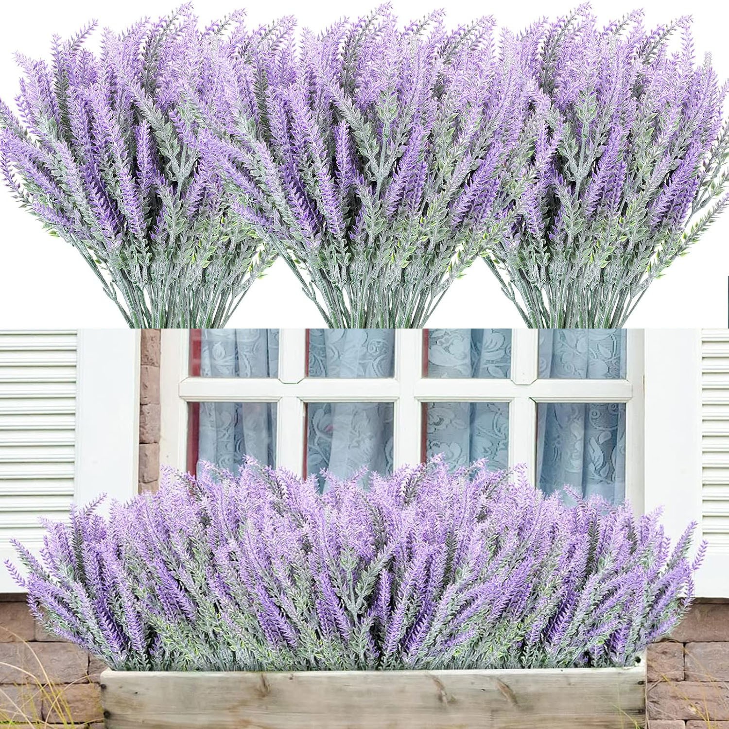 Artificial Lavender Flowers UV Resistant Fake Flower Plants Garden Wedding Decor
