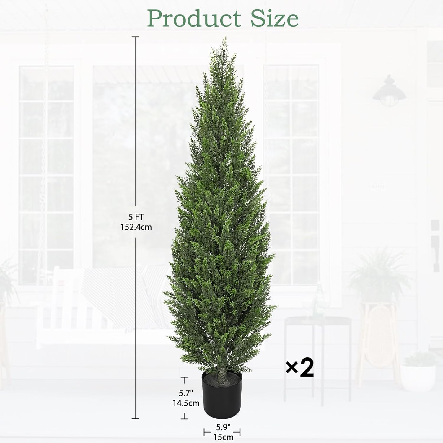 5FT Artificial Cedar Topiary Trees Set of 2 – Realistic Faux Cypress