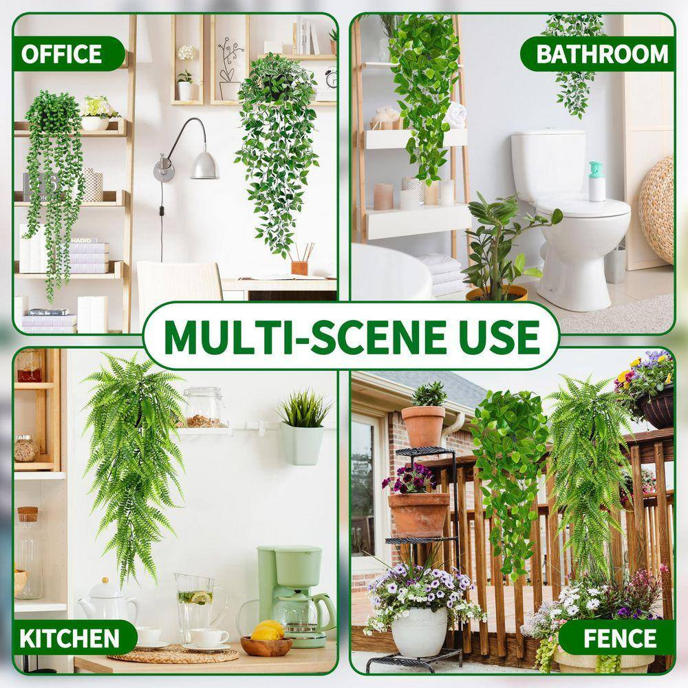 43.3 In. Green Artificial Hanging Eucalyptus Plants in Pot, Fake Potted Greenery