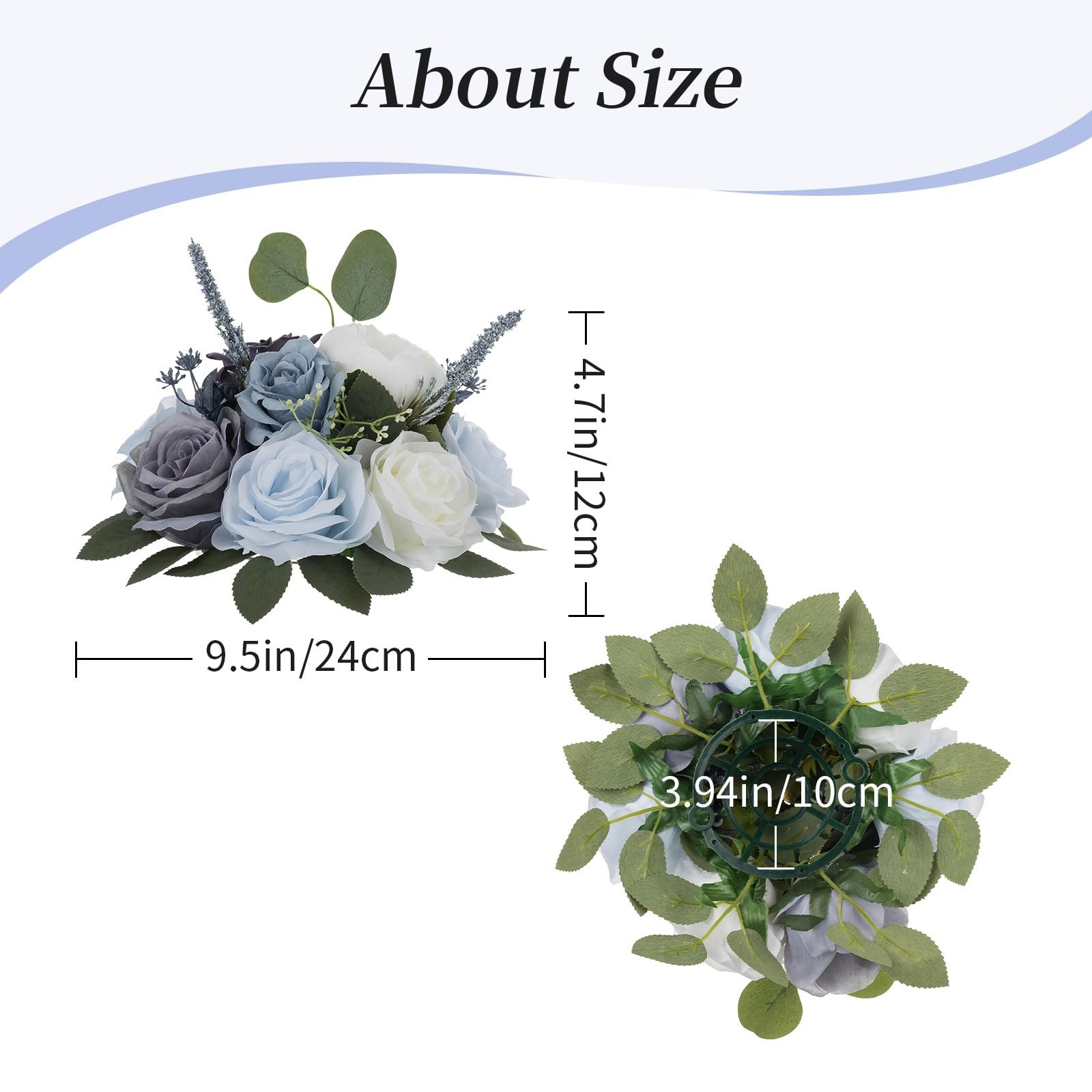 2 PCS Dusty Blue Rose Artificial Flowers Ball Wedding Centerpieces Decor DIY