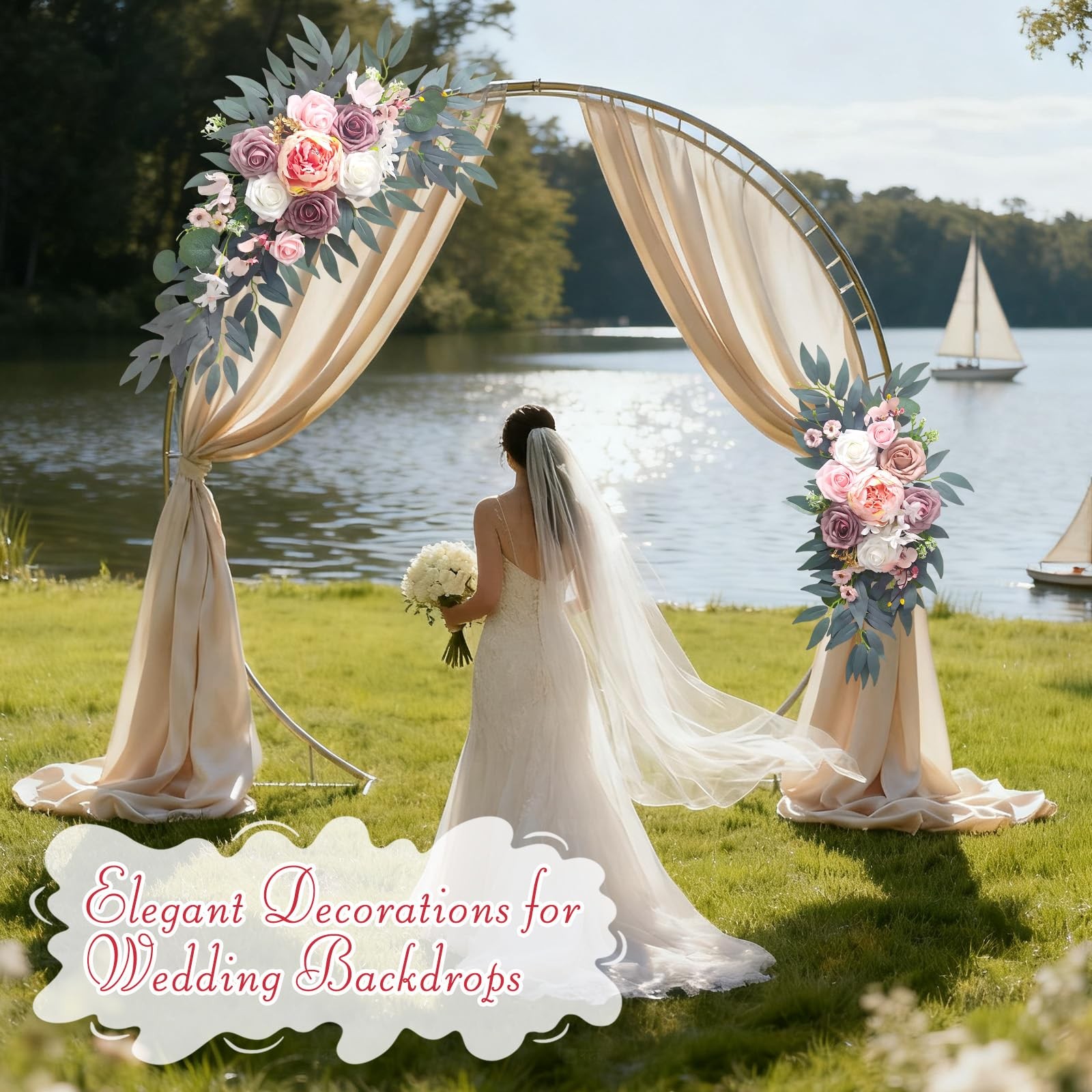 2 Pack Wedding Arch Flowers Artificial Dusty Rose Floral Decor Ceremony Pink