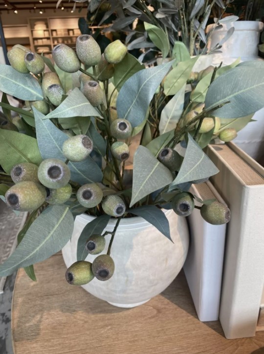 Pottery Barn Faux Budding Eucalyptus Stem Branch Set 4 Green 33H Flowers More+🦩